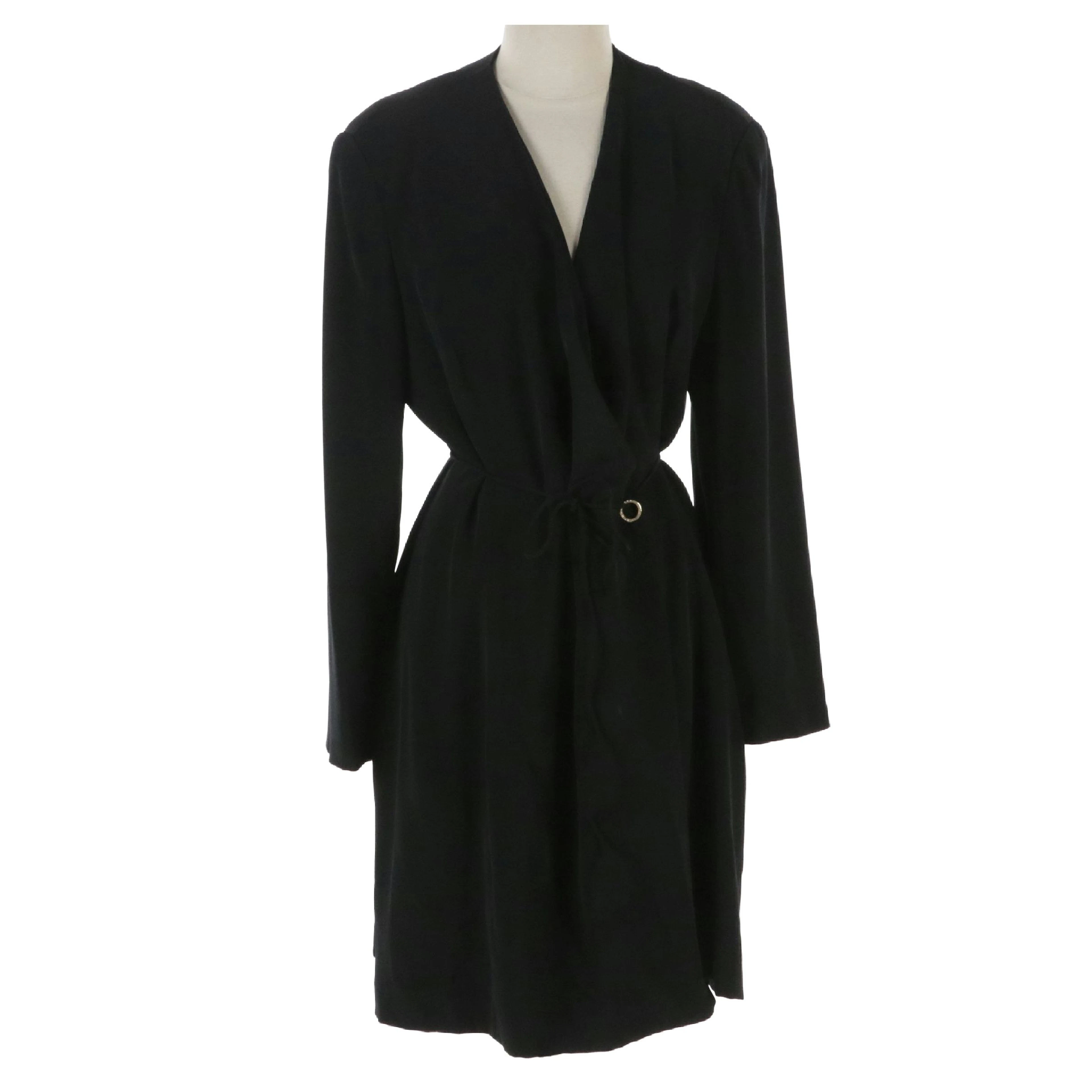 Badgley Mischka Black Silk Lined Wrap Dress