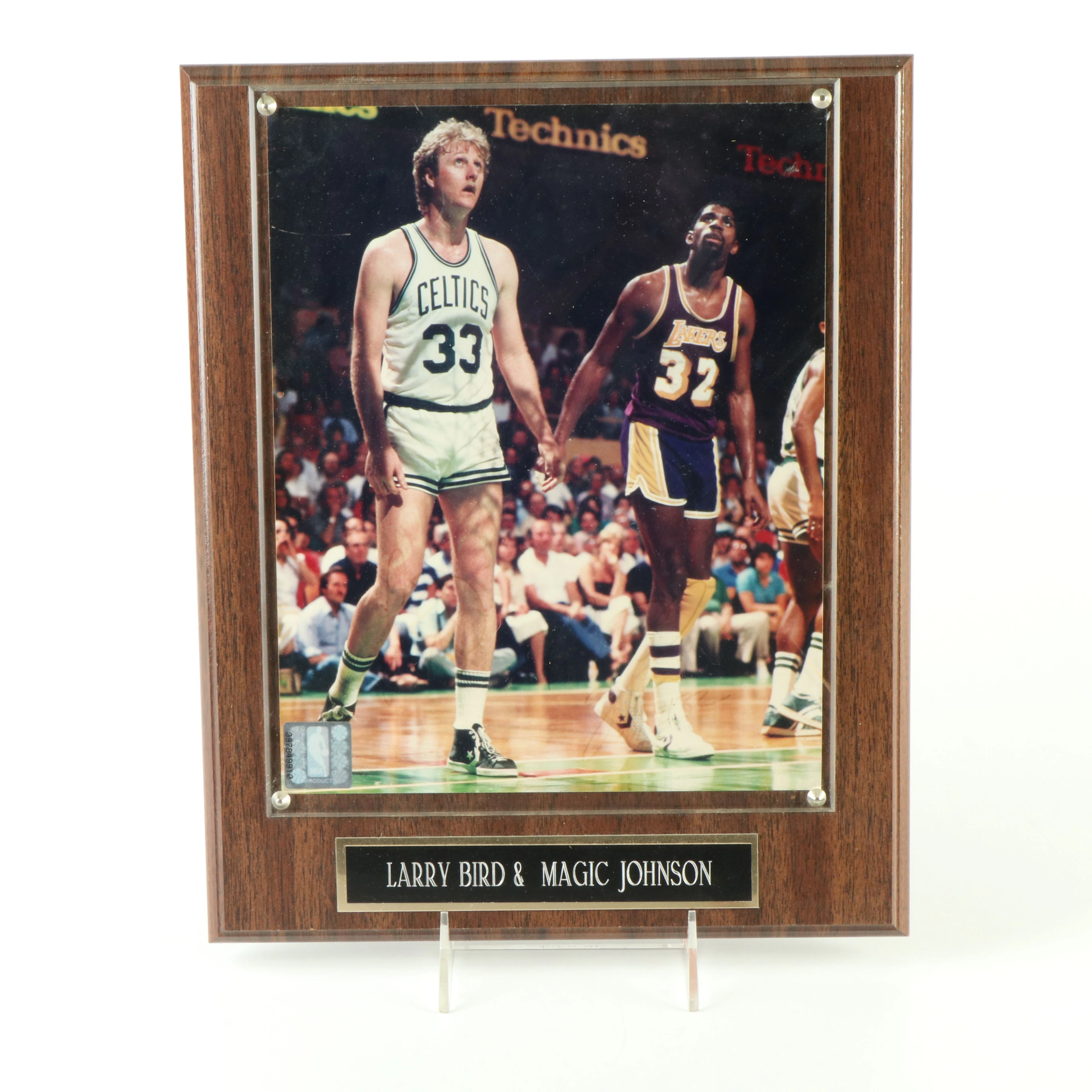 Larry Bird and Magic Johnson Signed Basketball Display