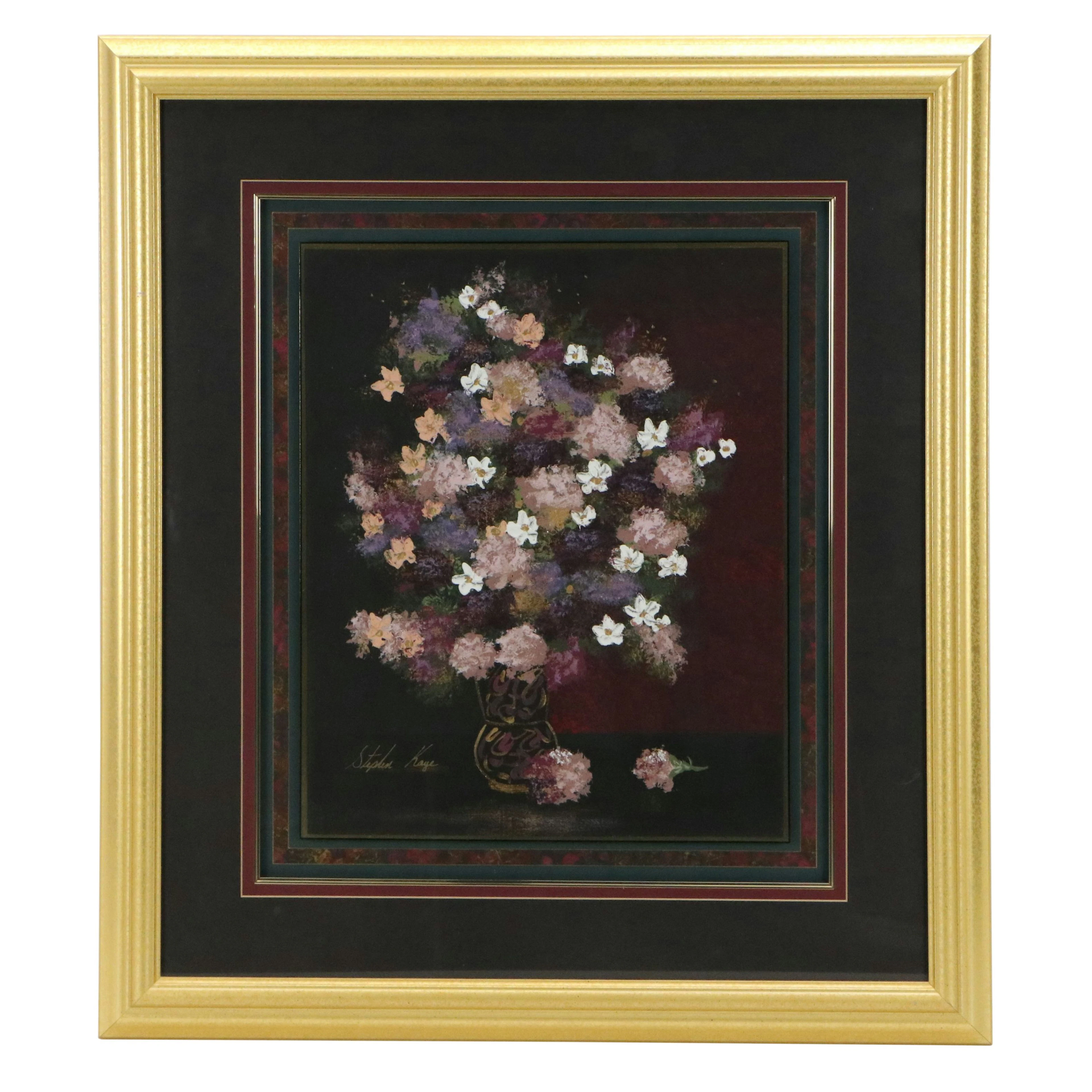 Stephen Kaye Floral Still Life Acrylic Painting, Late 20th to 21st Century