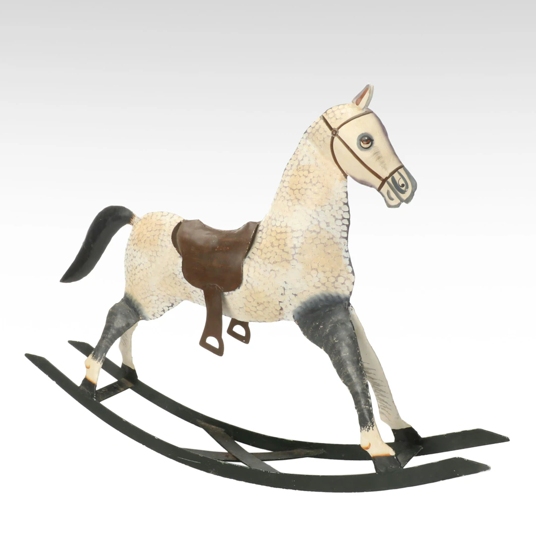 Hand-Painted Pressed Steel Decorative Rocking Horse
