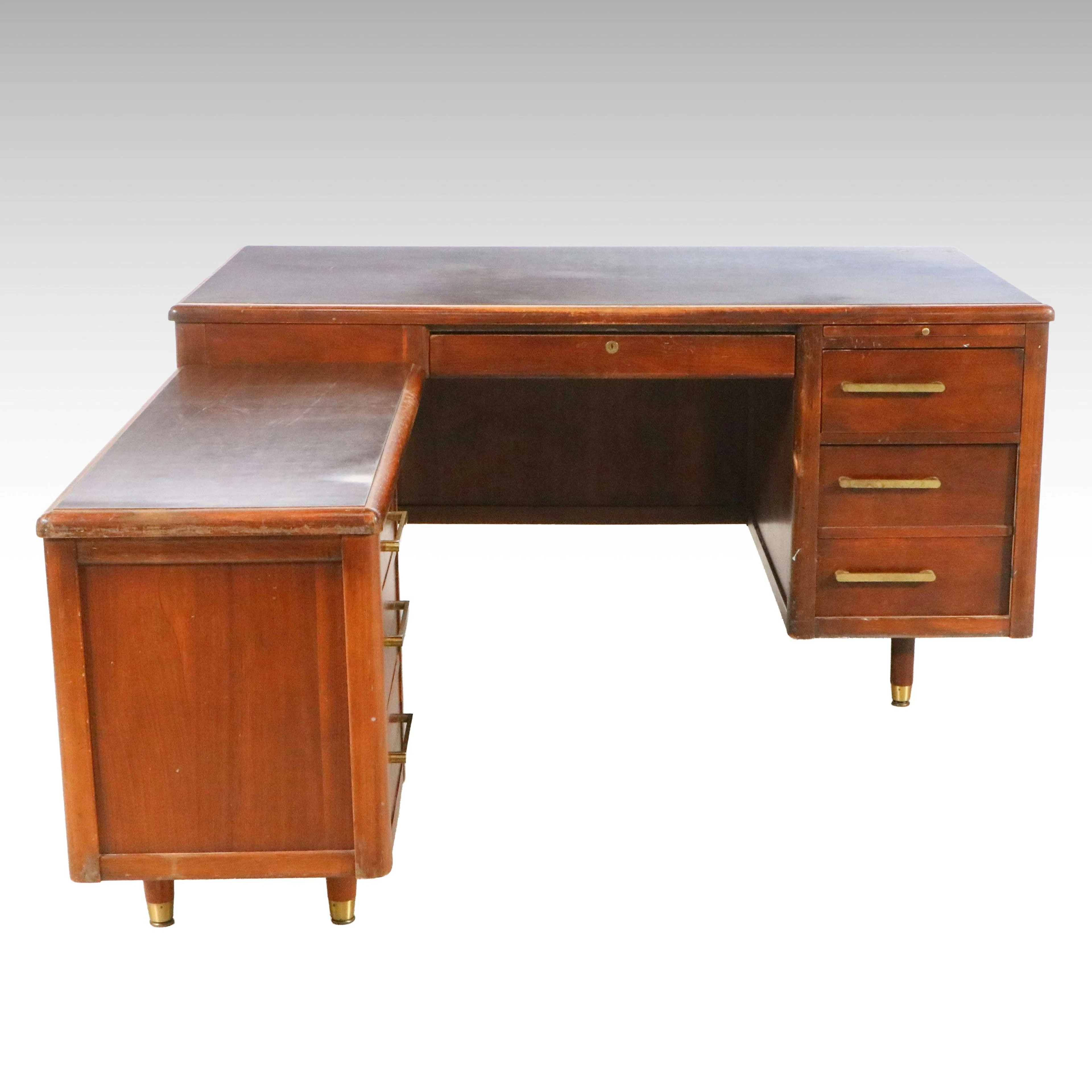 The Jasper Desk Co. Mid Century Modern Walnut L-Shaped Desk