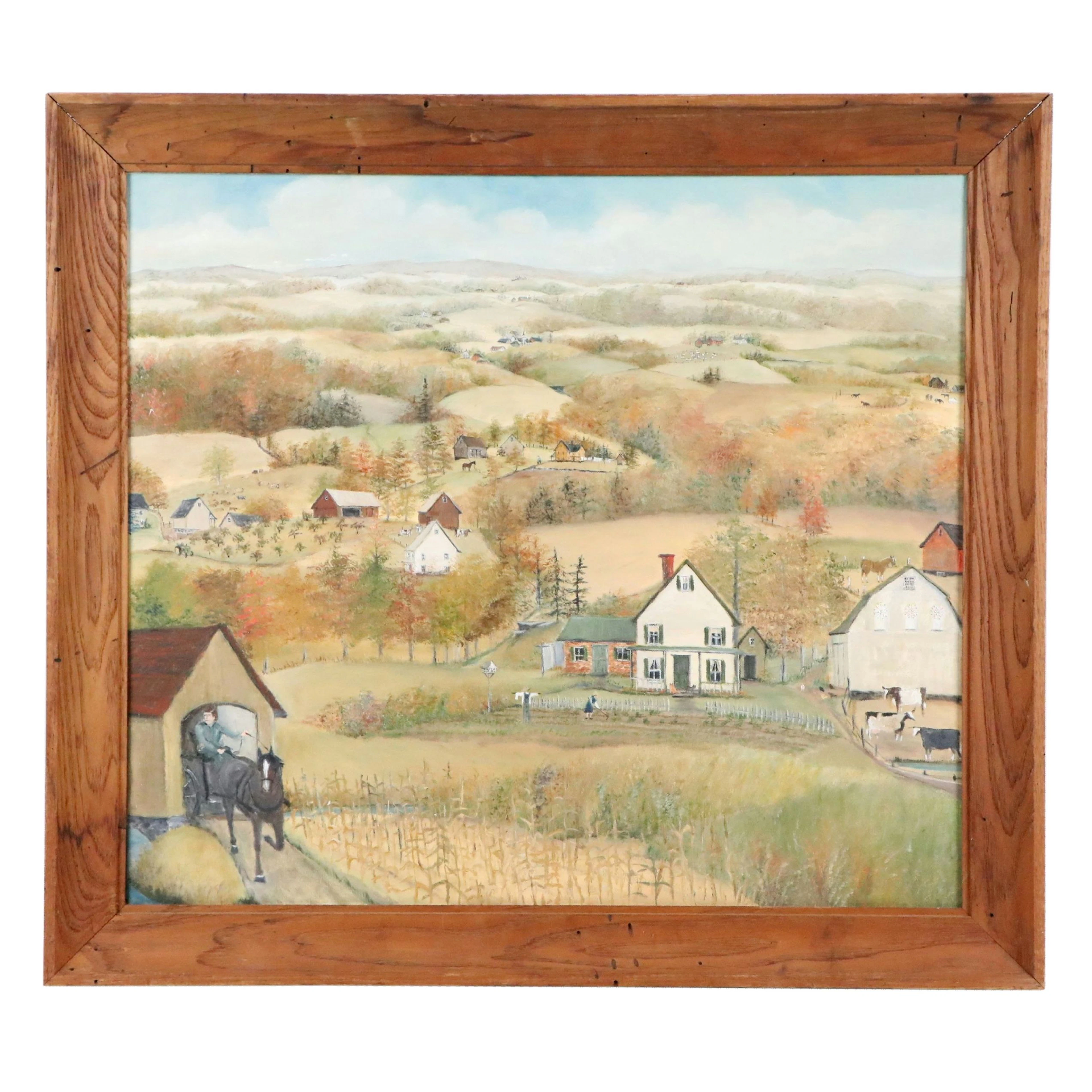 American Folk Art of Farmland in the Style of Cheryl Korb, Late 20th Century