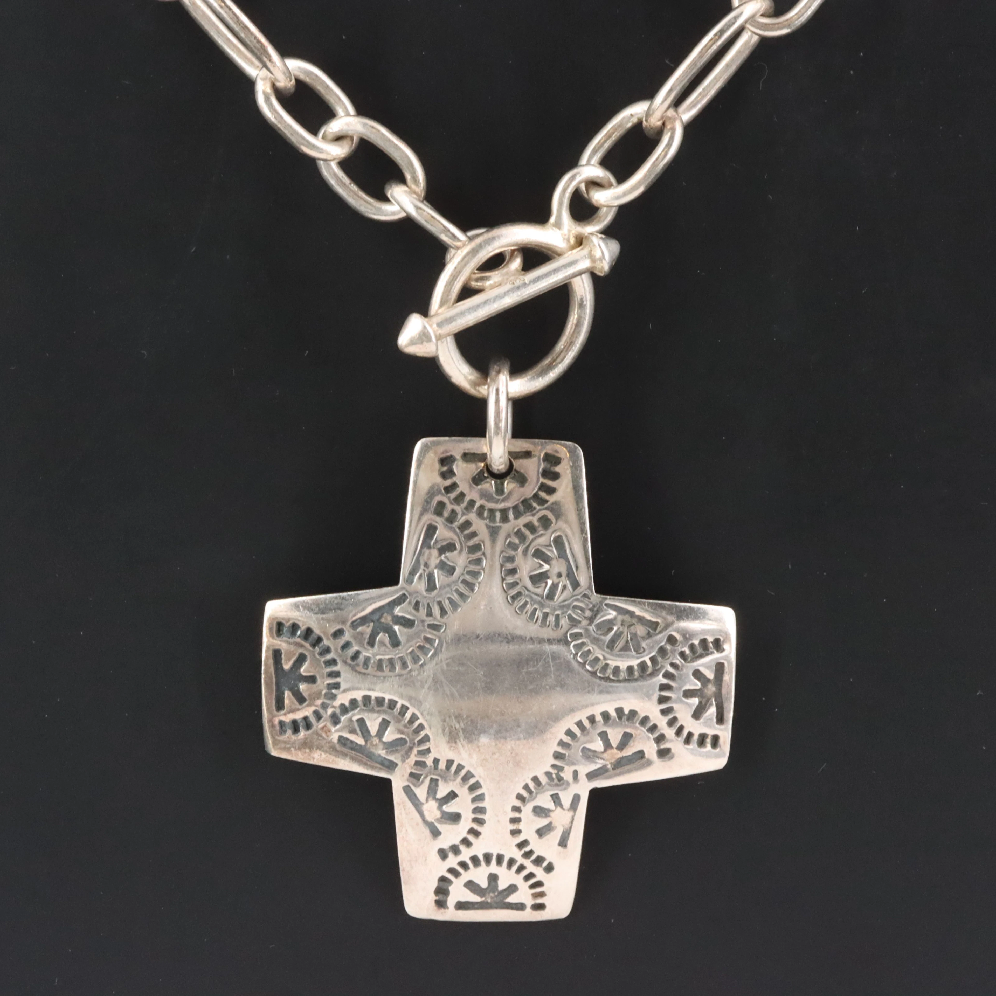 Silpada Sterling Stampwork Cross Necklace