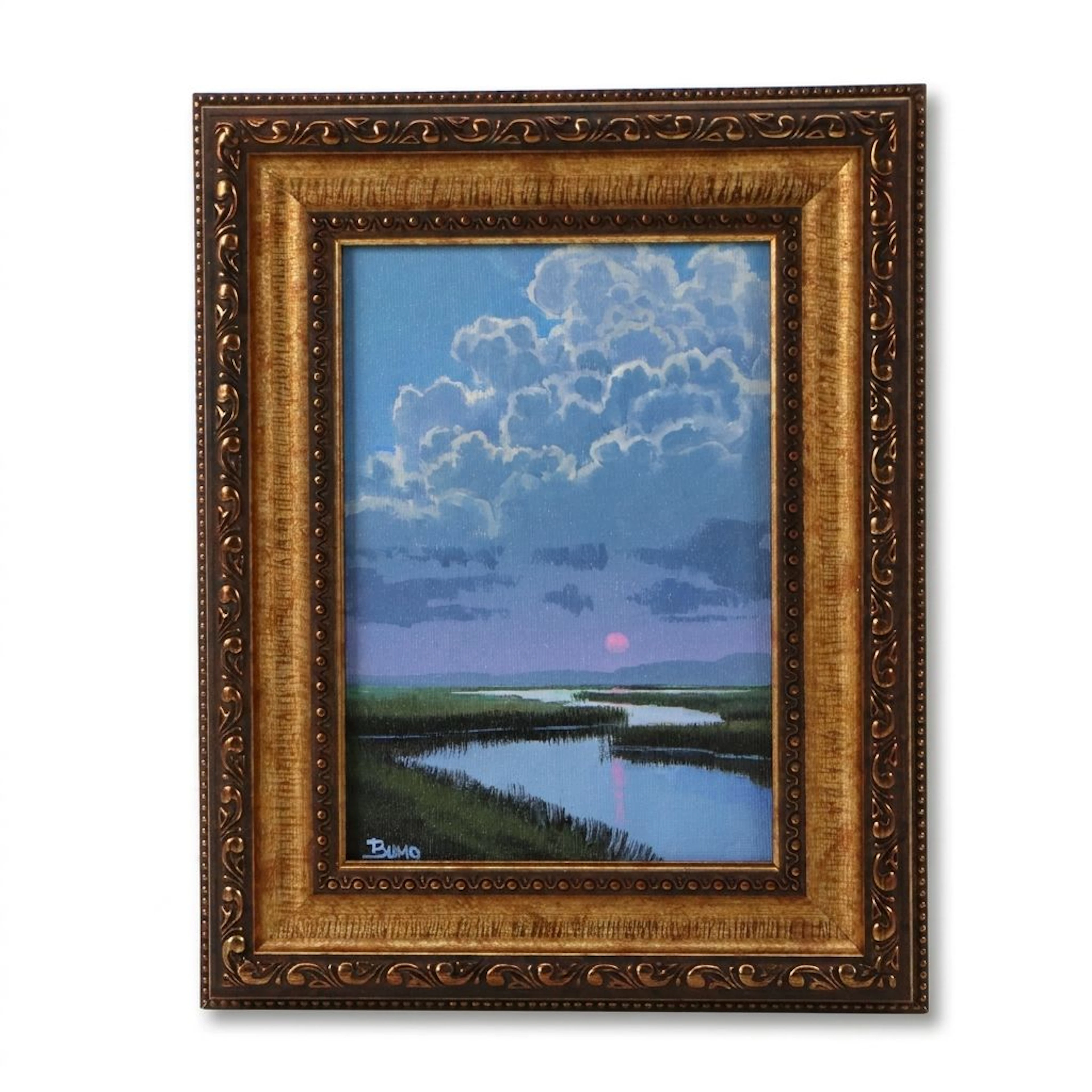 Douglas "Bumo" Johnpeer Acrylic Painting of Nocturne Marsh Landscape, 2026