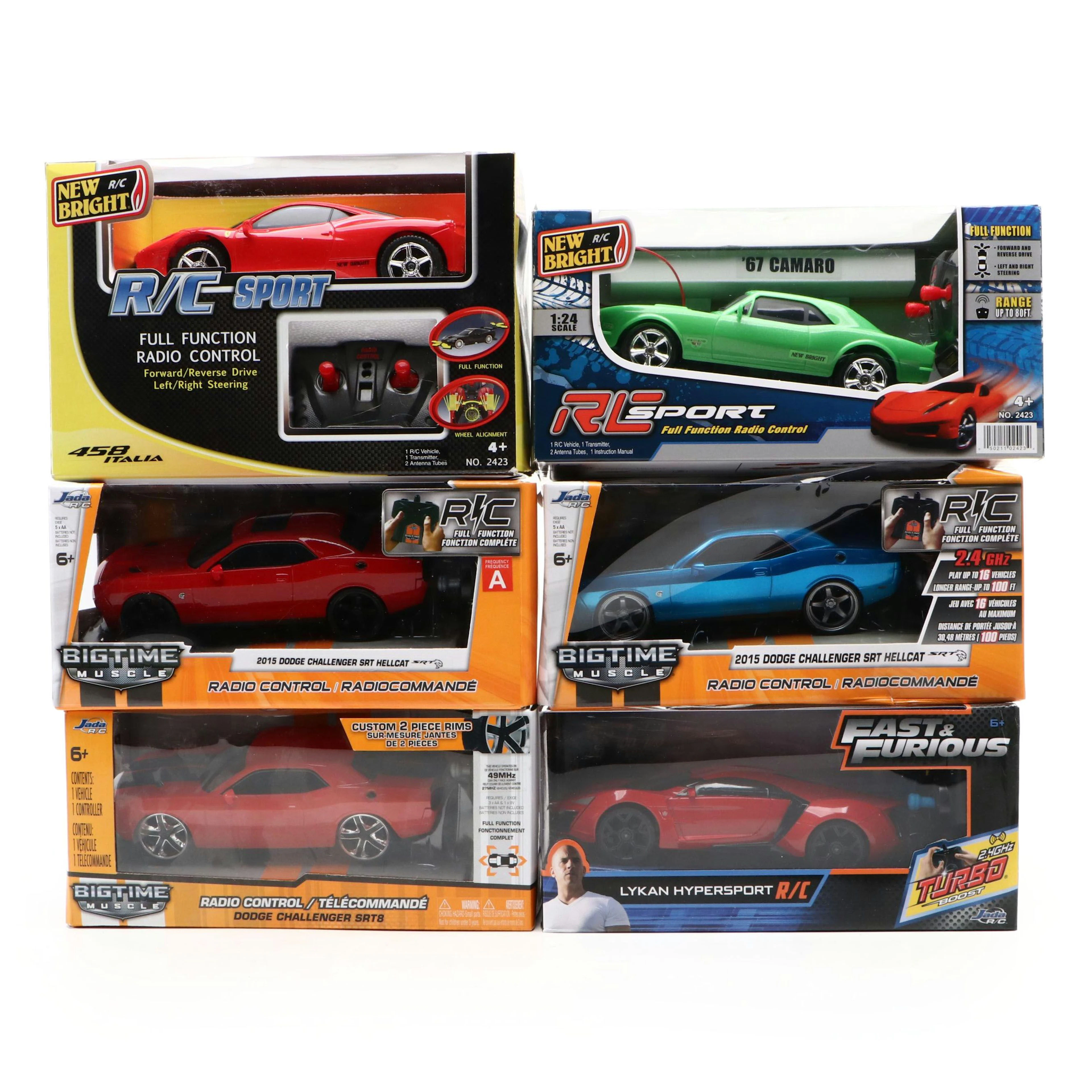 New Bright, Jada R/C Ferrari Italia 458, '67 Camaro, Dodge Challenger SRT8 More