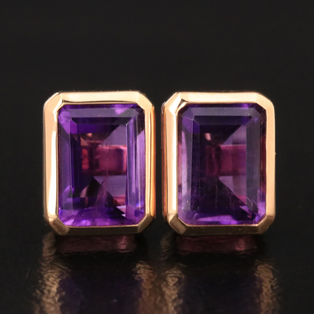 18K Rose Gold Amethyst Earrings