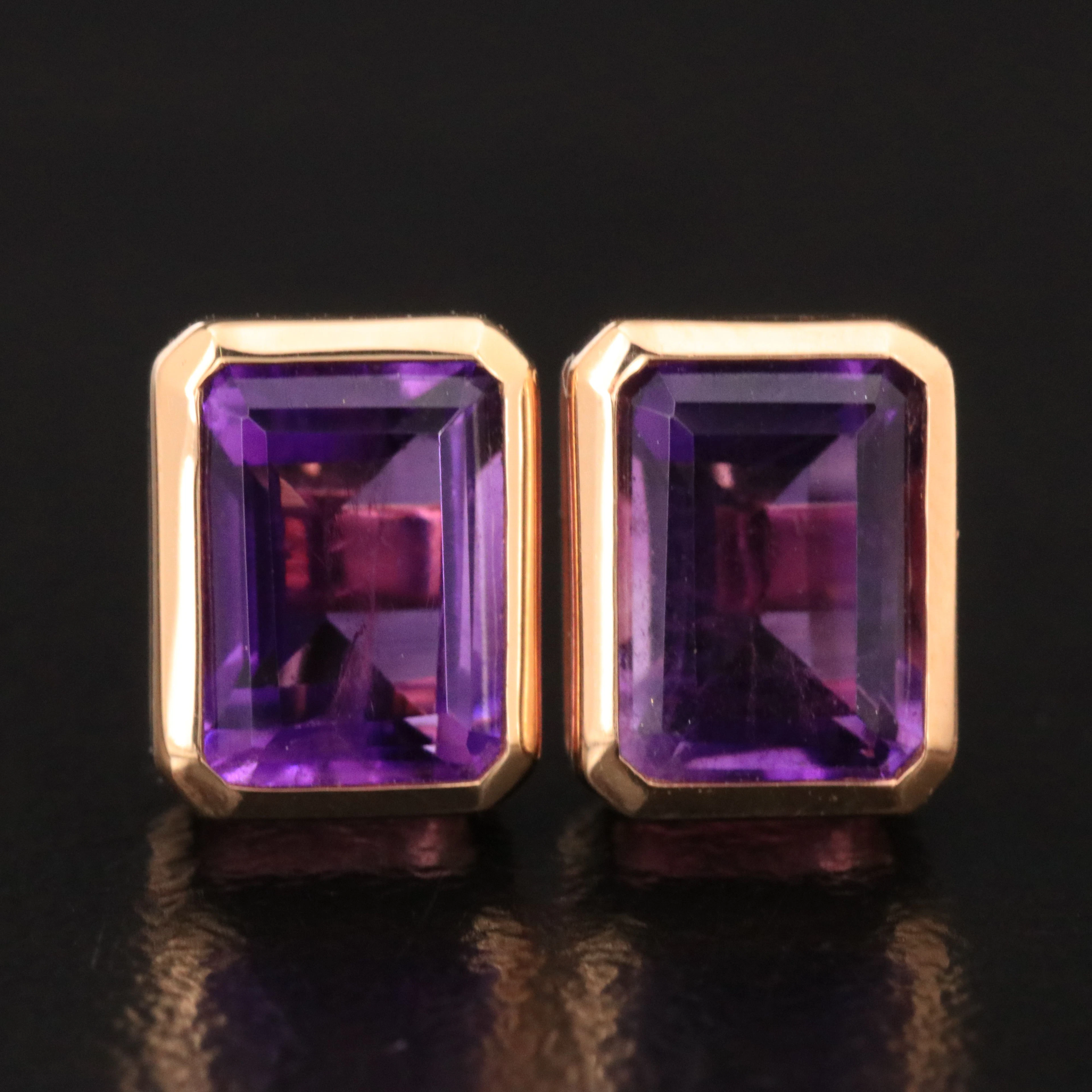 18K Rose Gold Amethyst Earrings