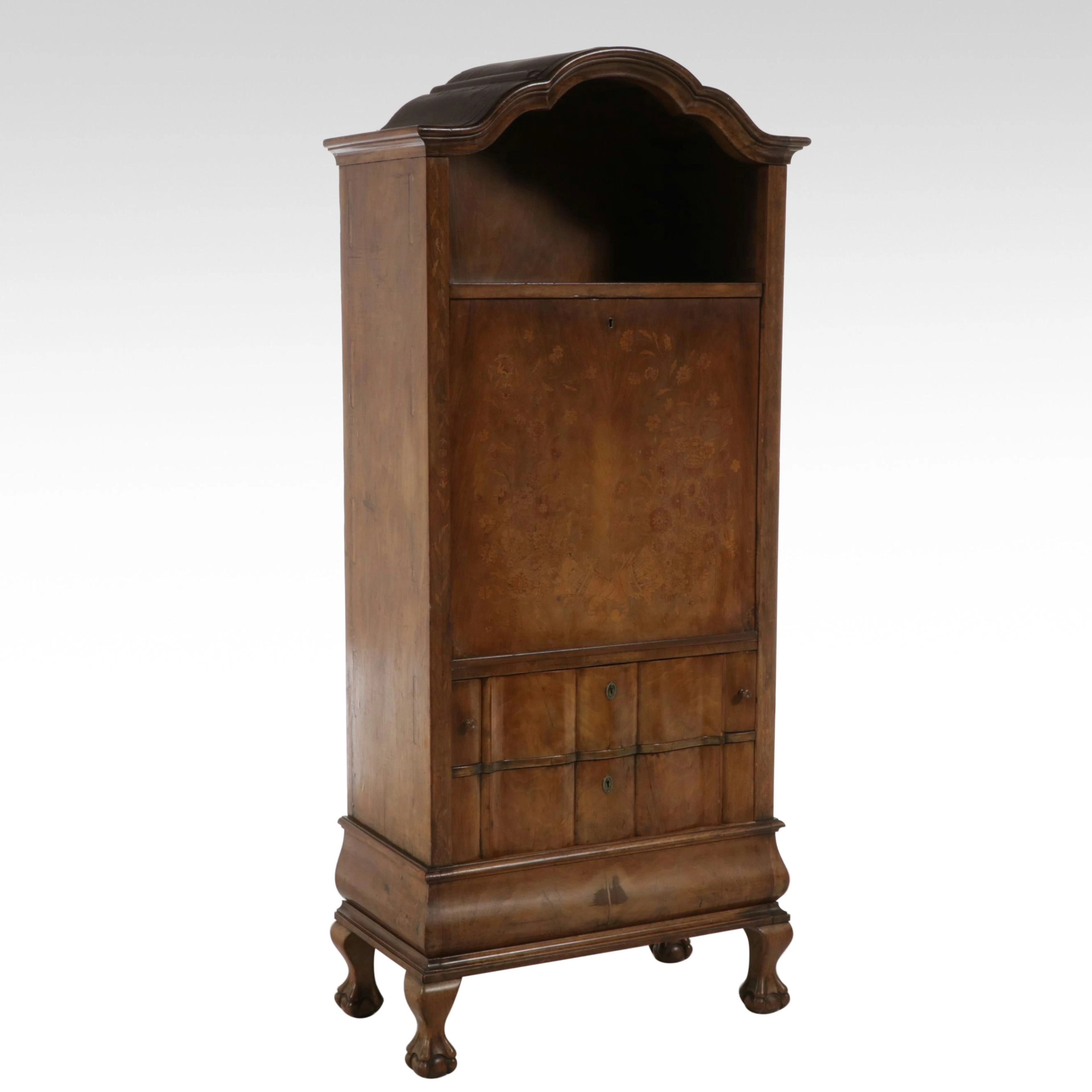 Dutch Baroque Style Walnut Desk on Chest, 20th Century
