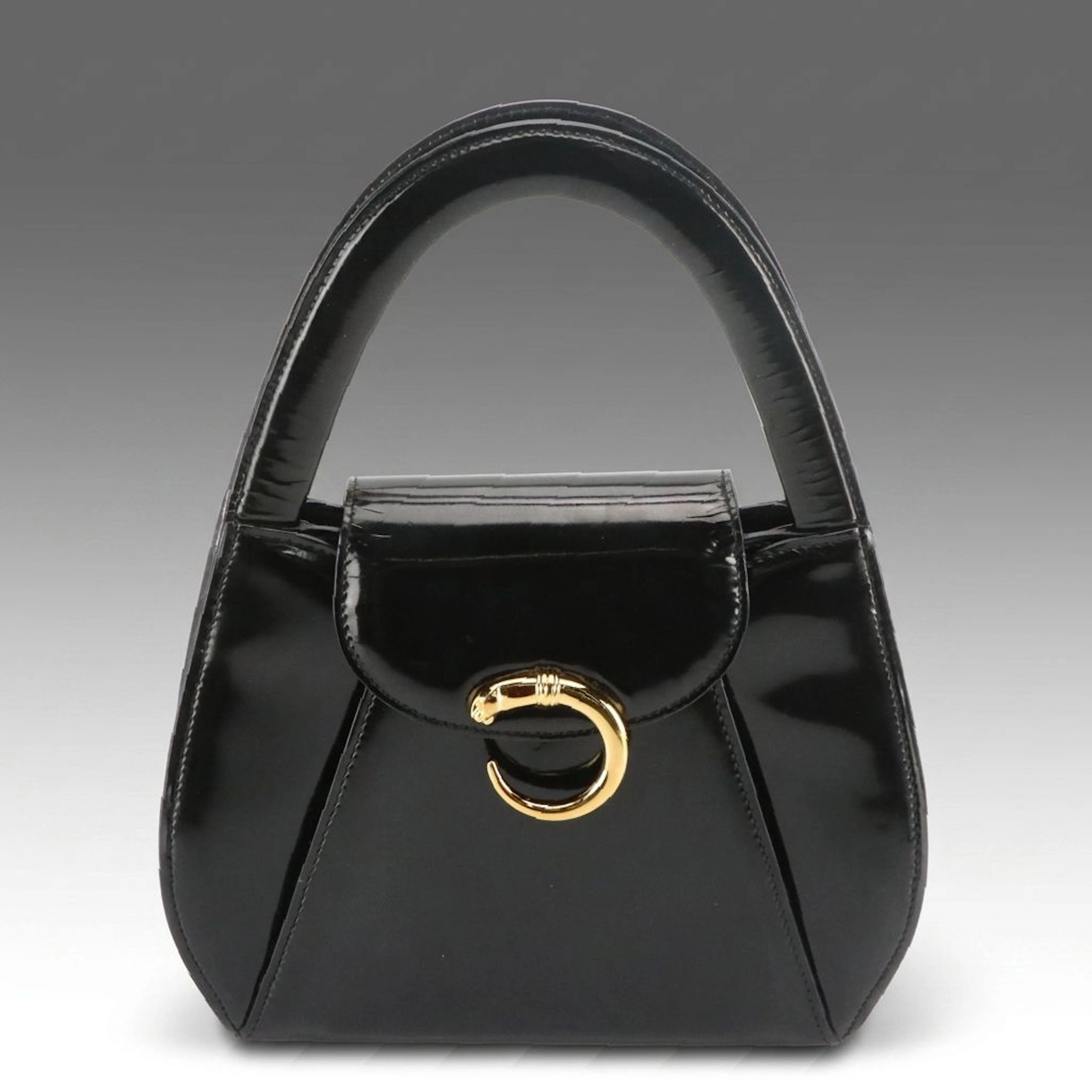 Cartier Panthère Handbag in Black Patent Leather