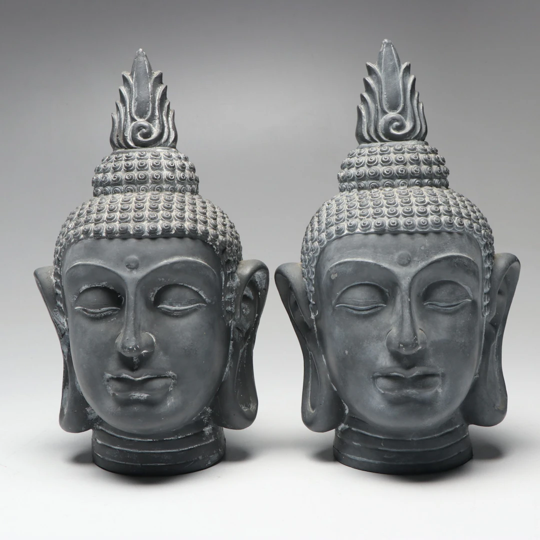 Thai Style Cast Plaster Buddha Busts, 21st Century