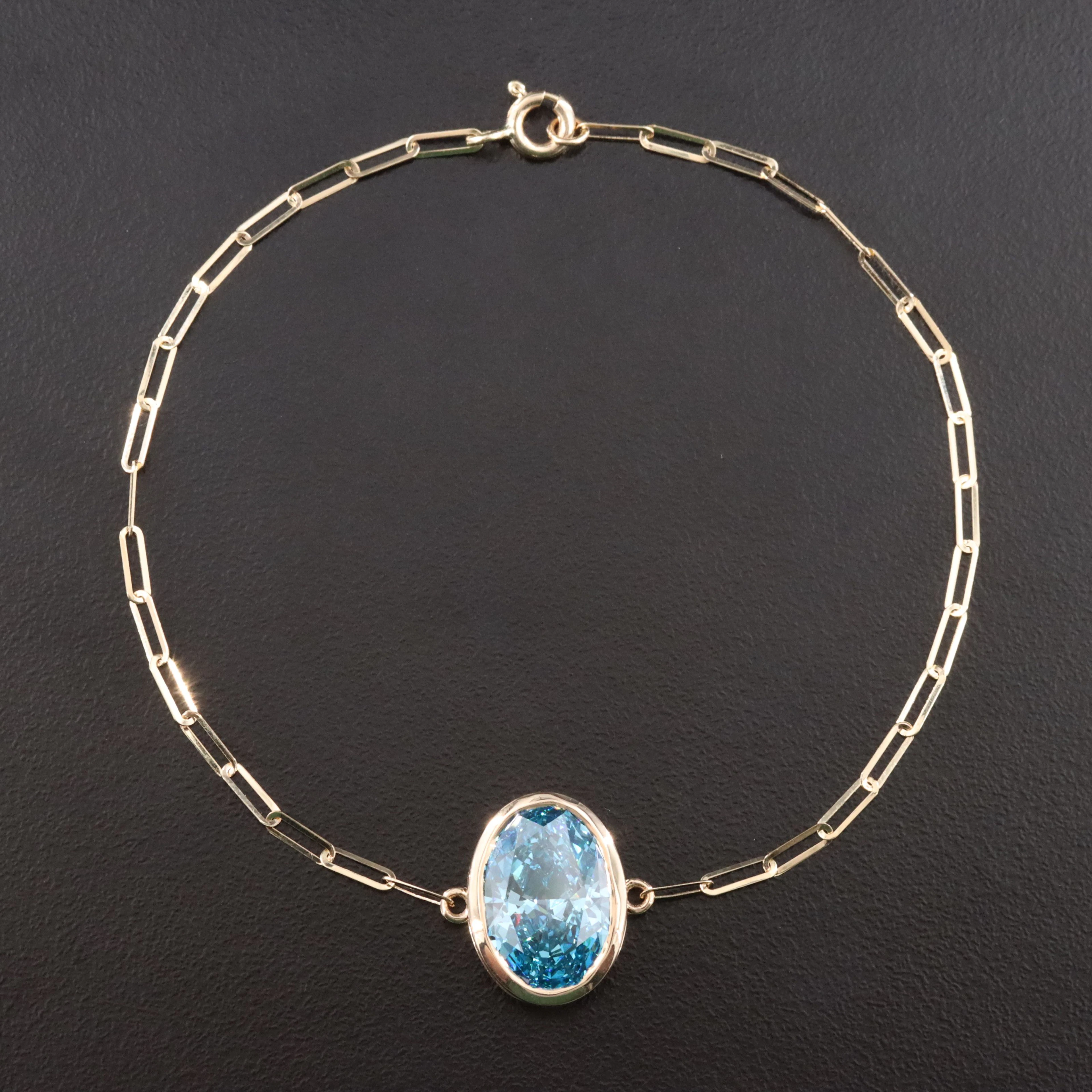 14K 5.05 CT Fancy Vivid Blue Lab Grown Diamond Bracelet with IGI Report
