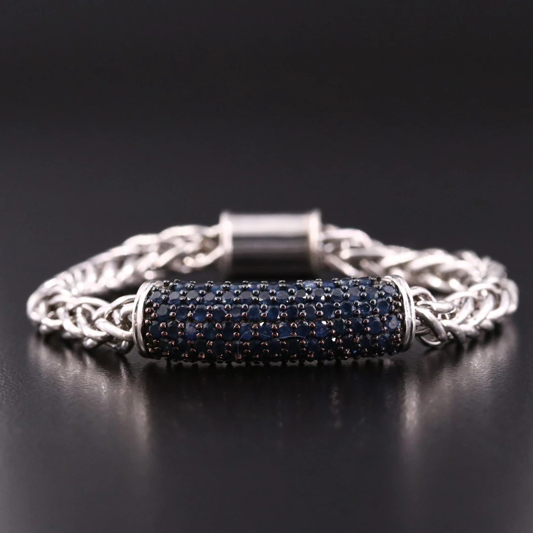 Sterling Pavé Sapphire Station Bracelet