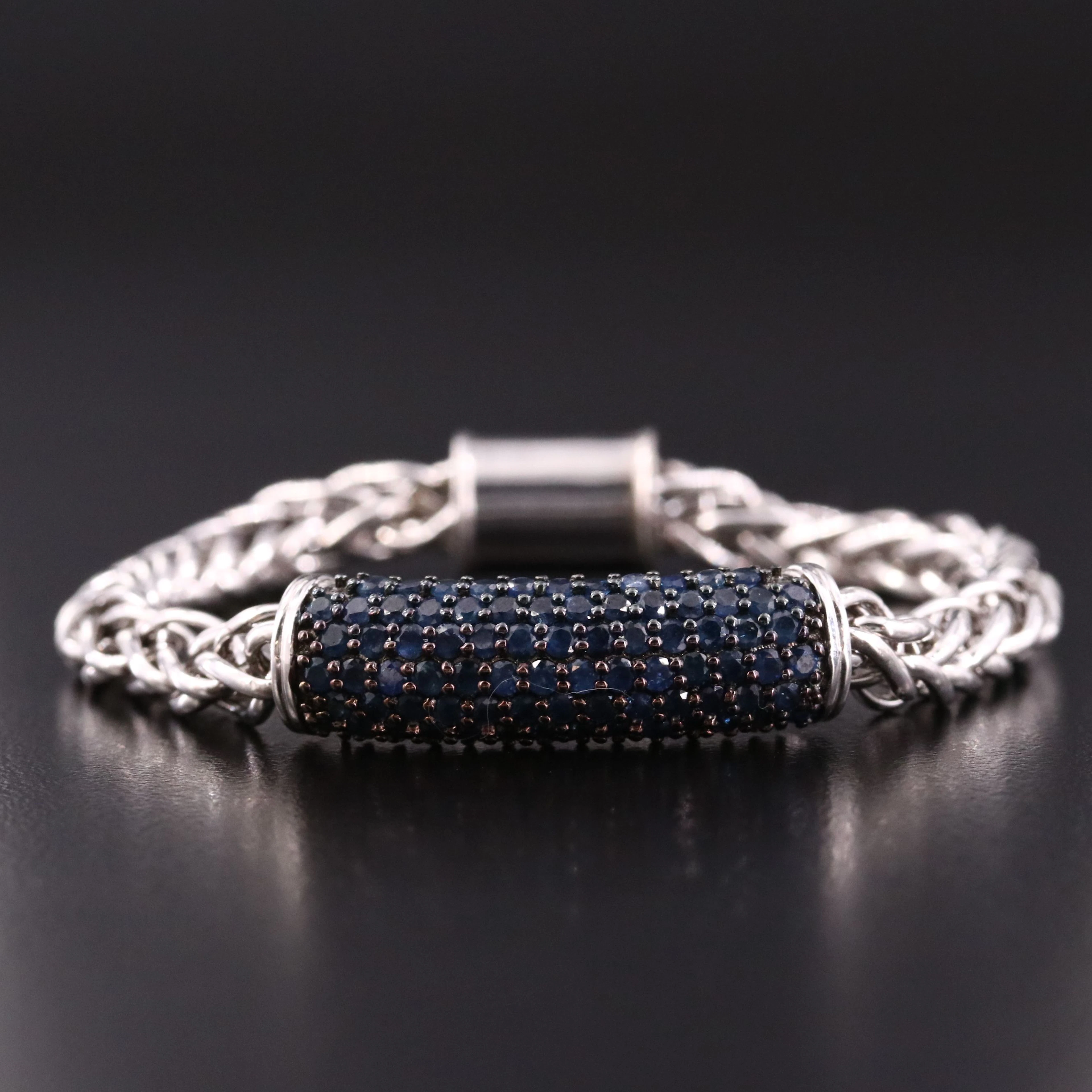Sterling Pavé Sapphire Station Bracelet