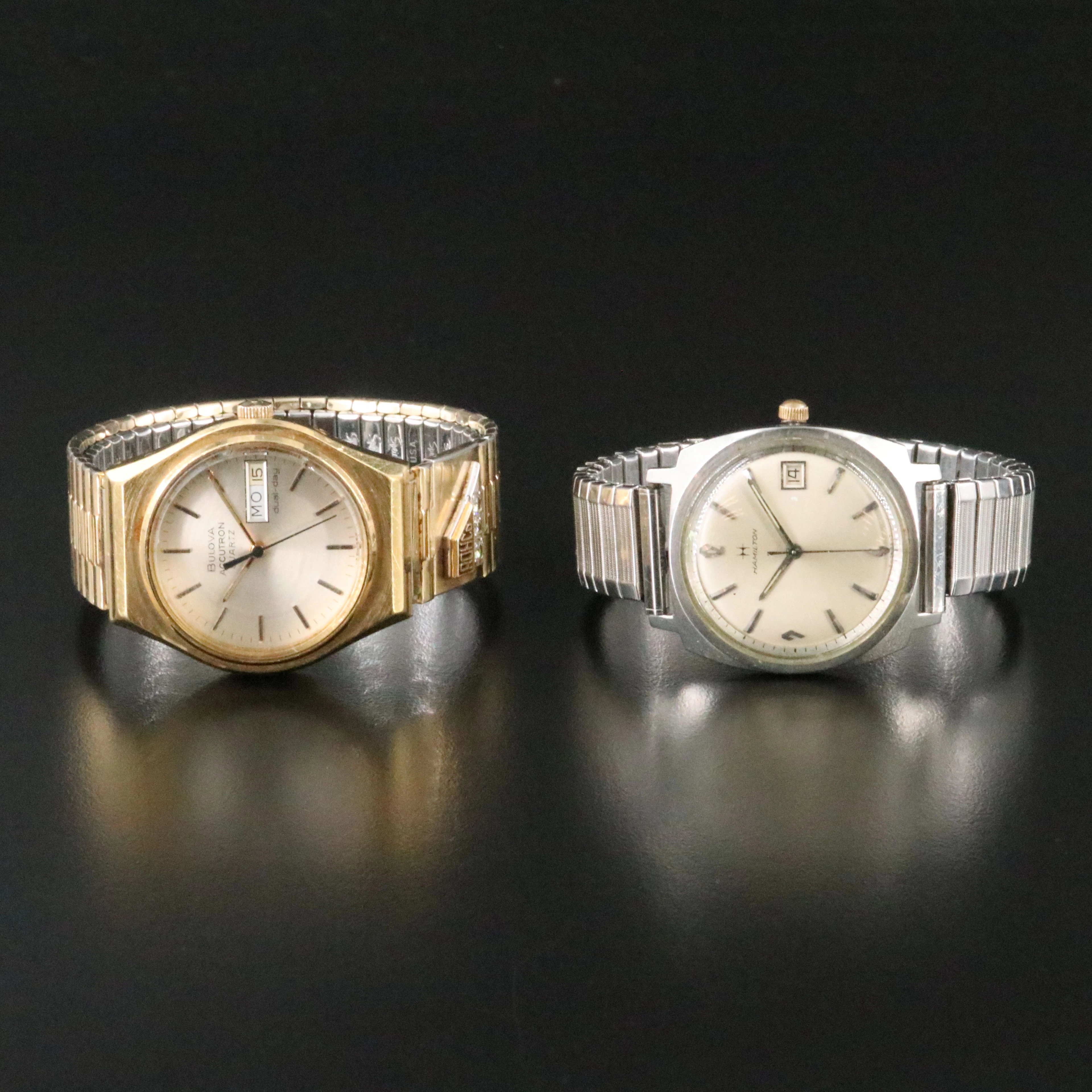 Vintage Hamilton Dateline and Bulova Accutron Stainless Steel Watches
