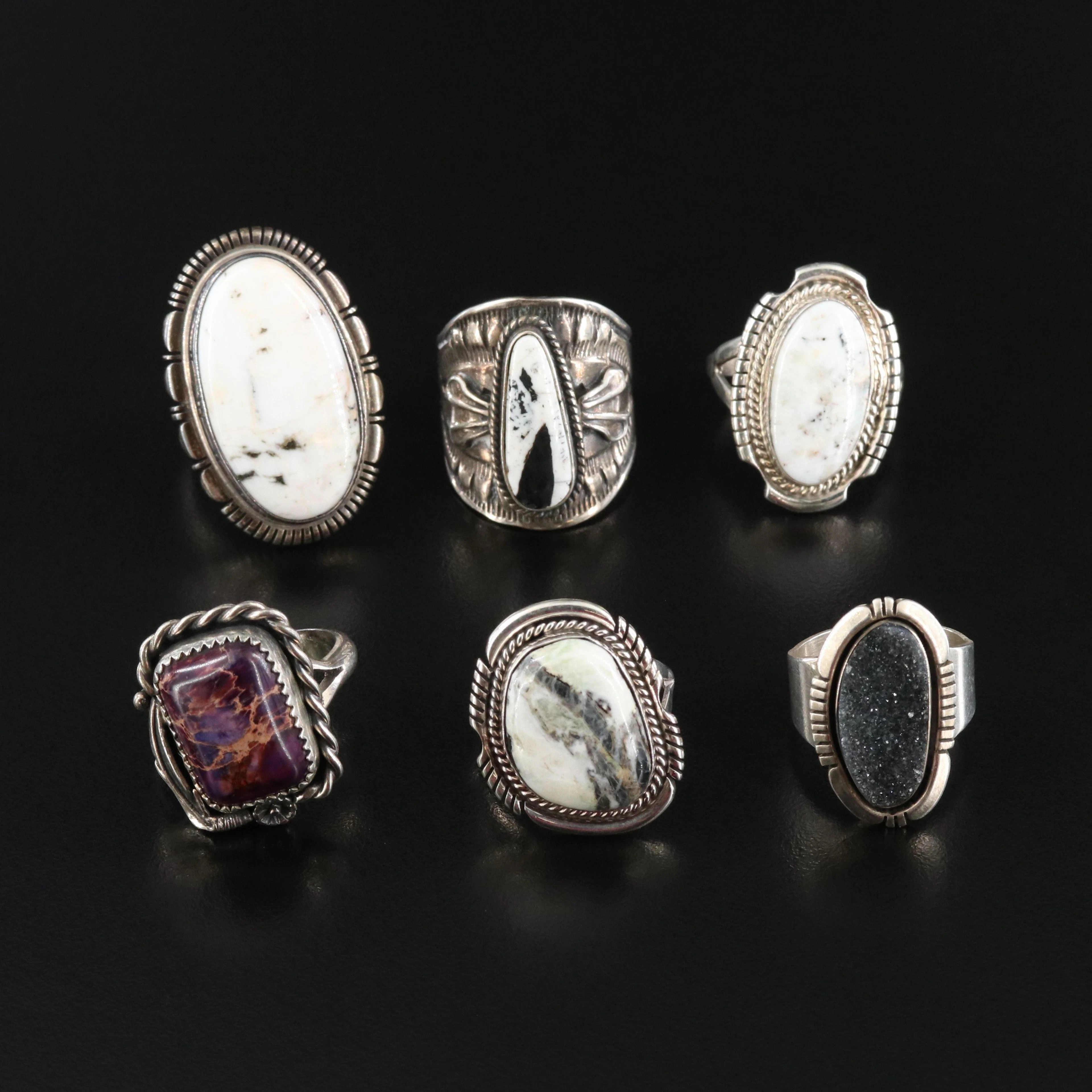 Turquoise, Jasper and Druzy Featured in Southwestern Sterling Rings