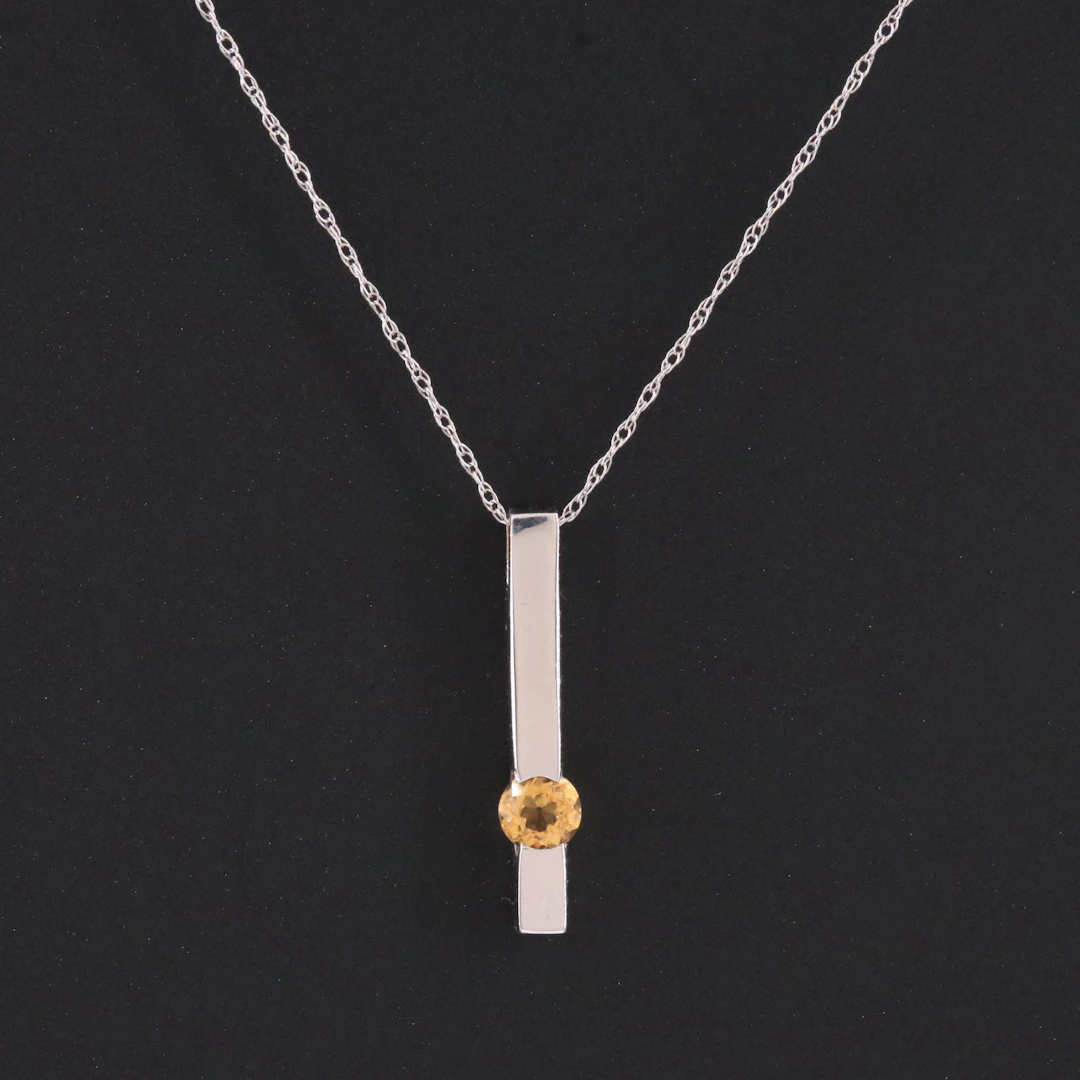 14K Citrine Stick Pendant Necklace