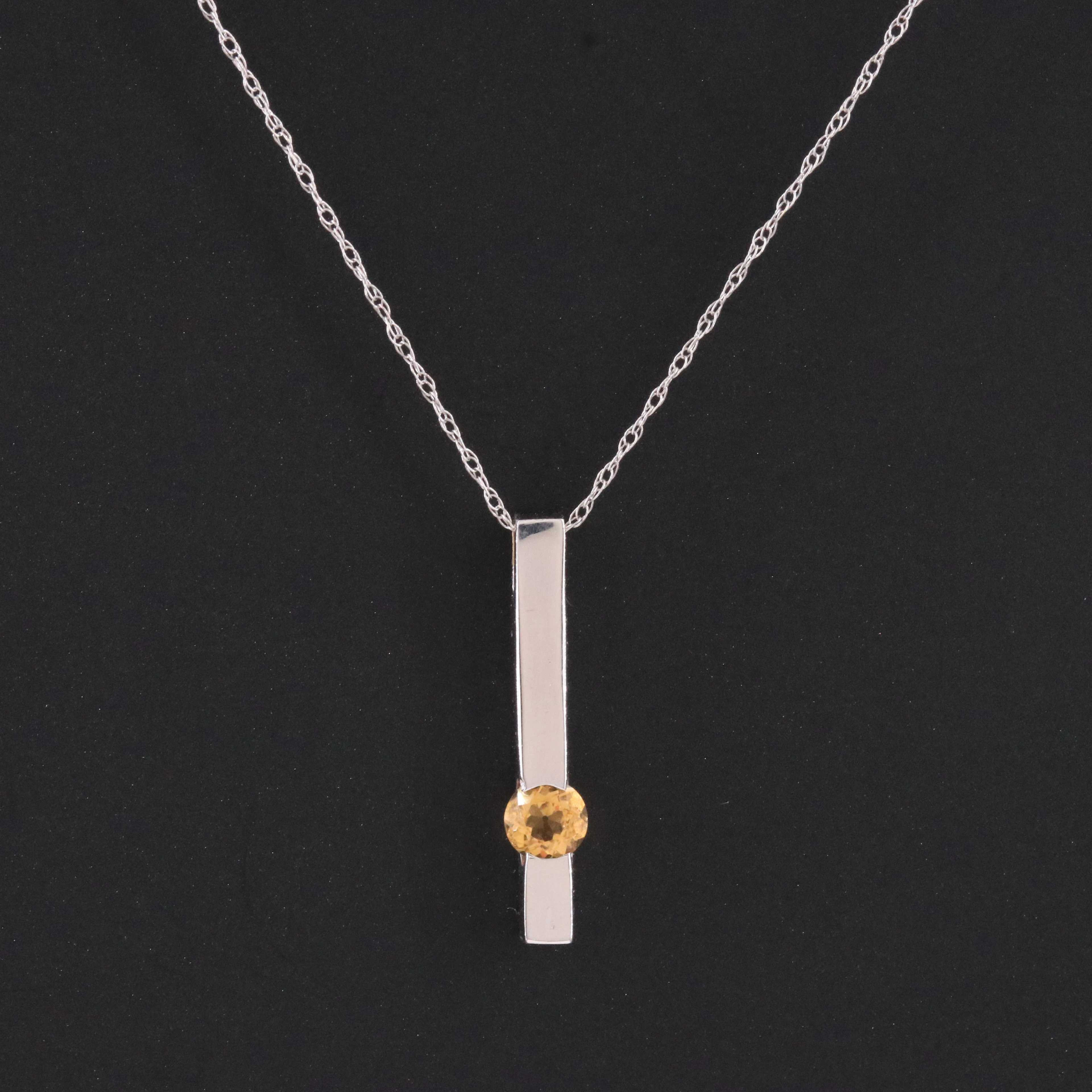 14K Citrine Stick Pendant Necklace