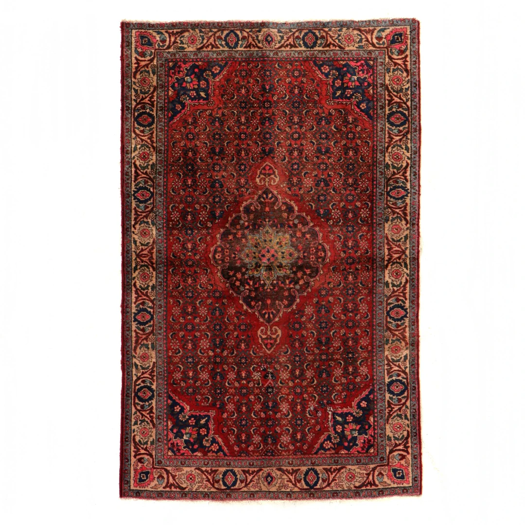 4'2 x 6'8 Hand-Knotted Persian Hamadan Area Rug