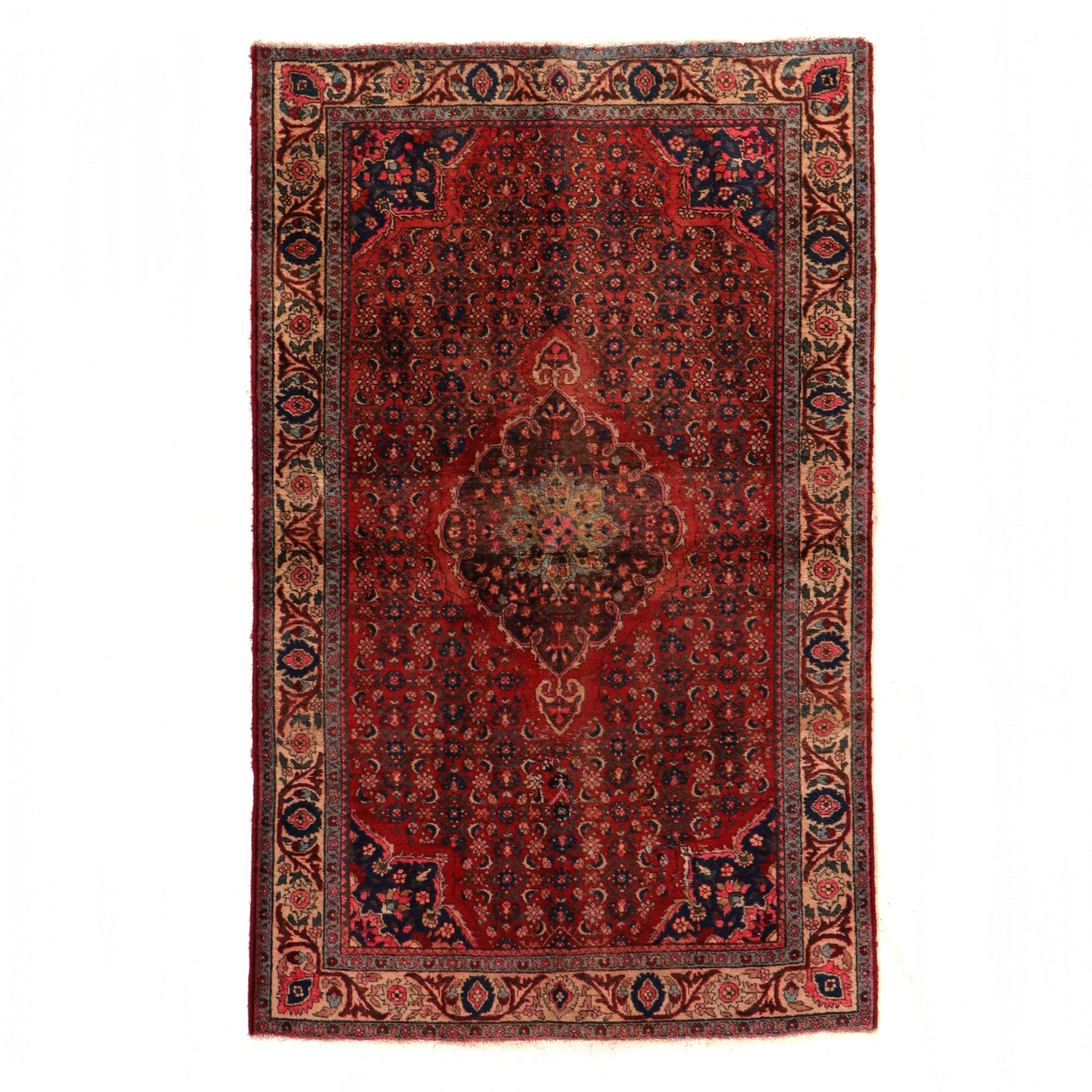 4'2 x 6'8 Hand-Knotted Persian Hamadan Area Rug