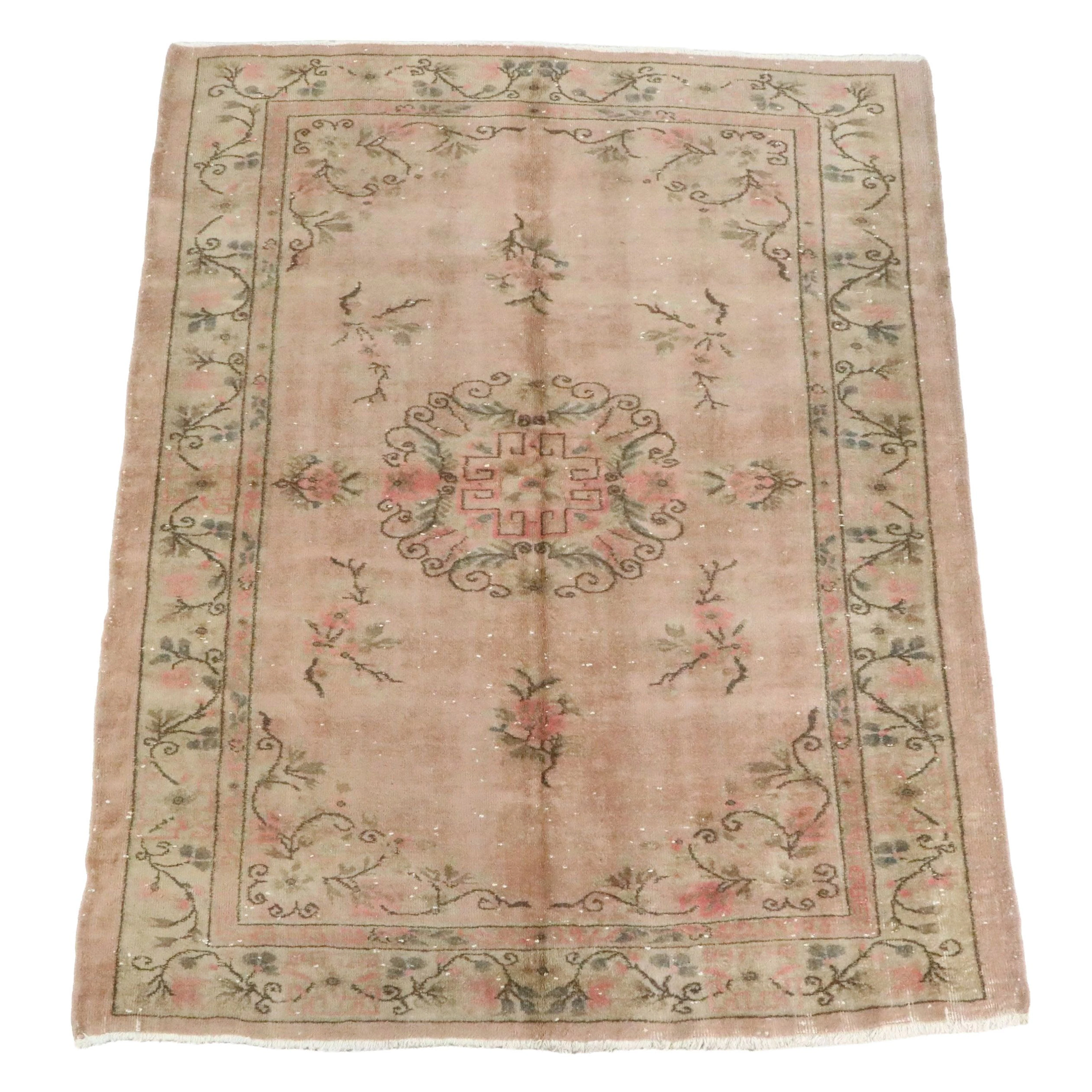 6'1 x 7'7 Hand-Knotted Turkish Oushak Area Rug