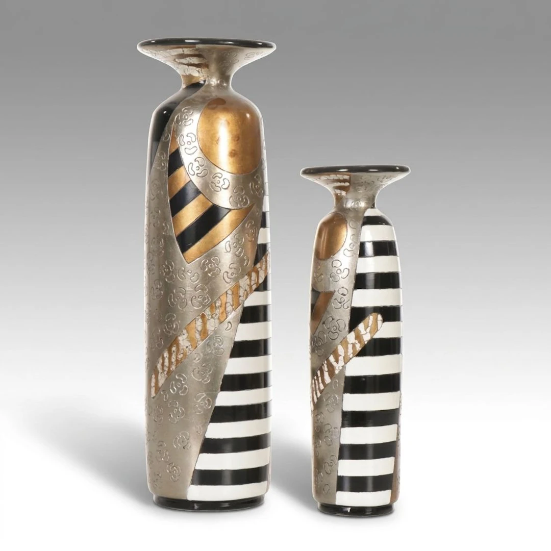Pair of Postmodern Style Ceramic Vases