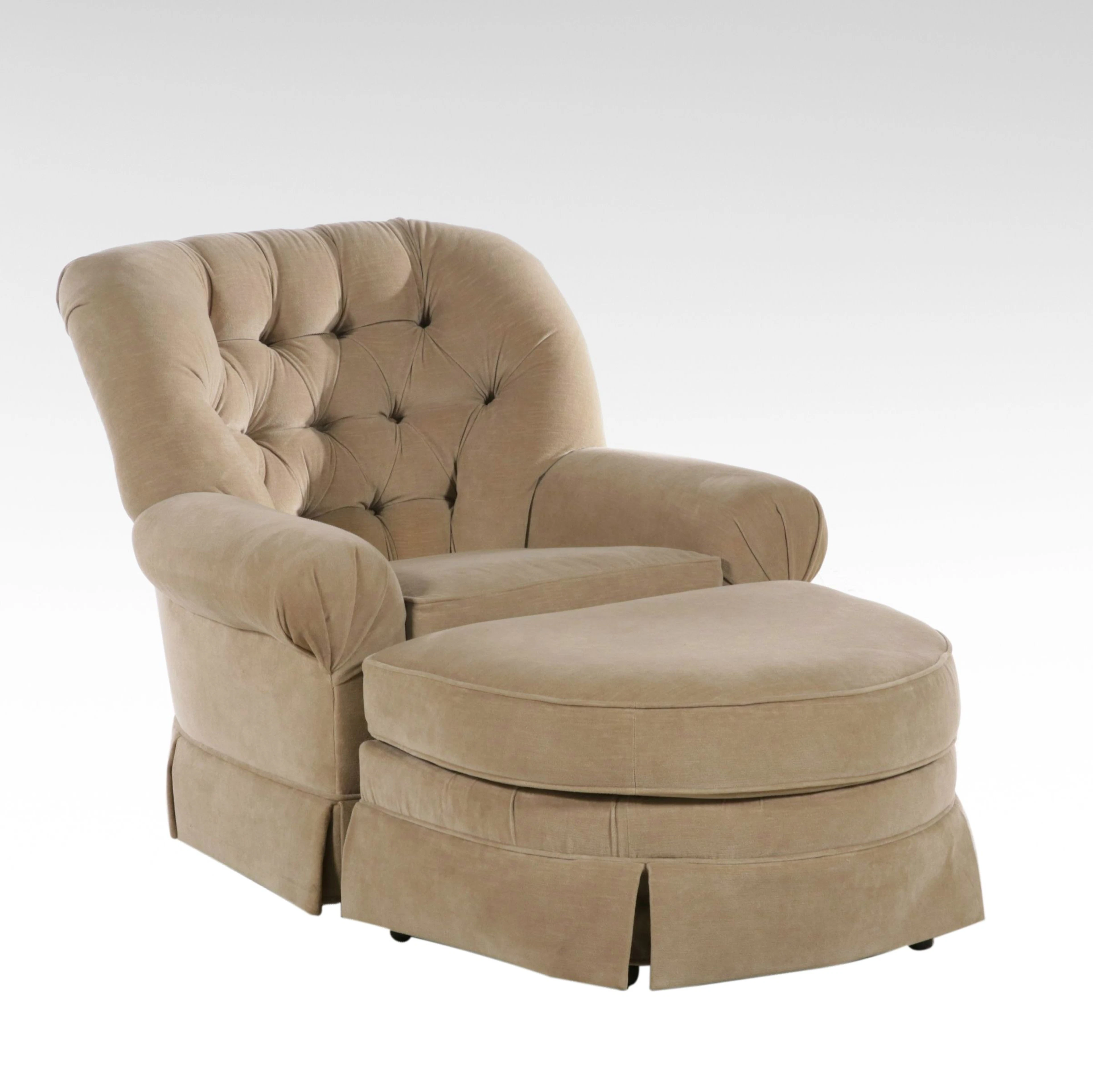 Norwalk Furniture Button-Tufted Lounge Chair with Ottoman