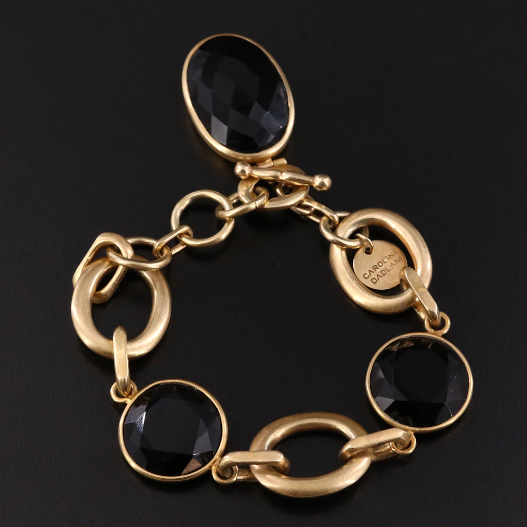 Caroline Dadlani Sterling and Black Onyx Station Bracelet
