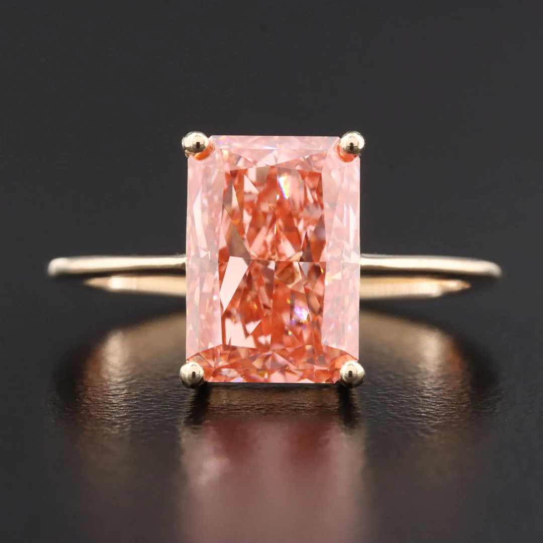 14K 3.53 CT Fancy Pink Lab Grown Diamond Solitaire Ring