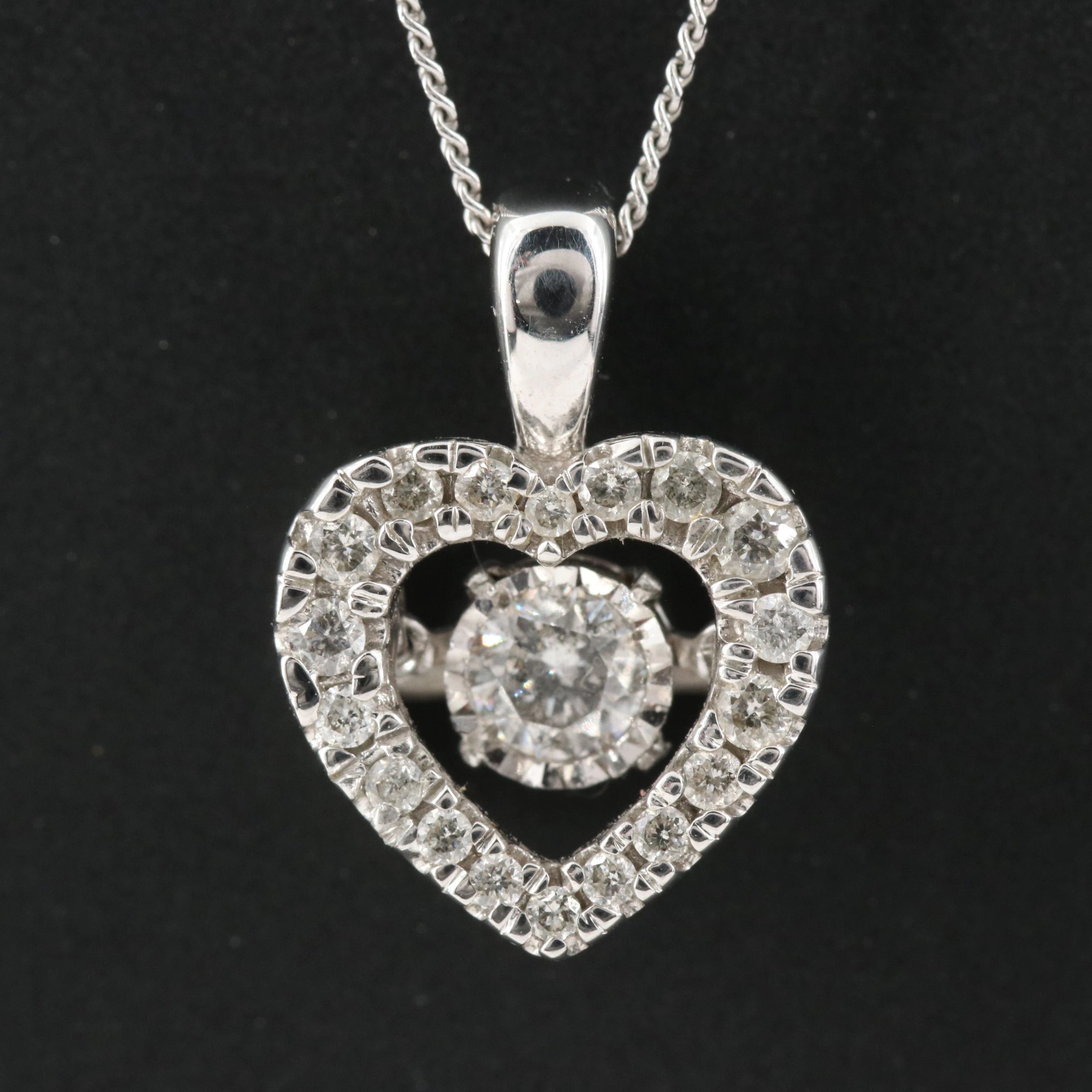 10K 0.35 CTW Diamond Heart Pendant Necklace