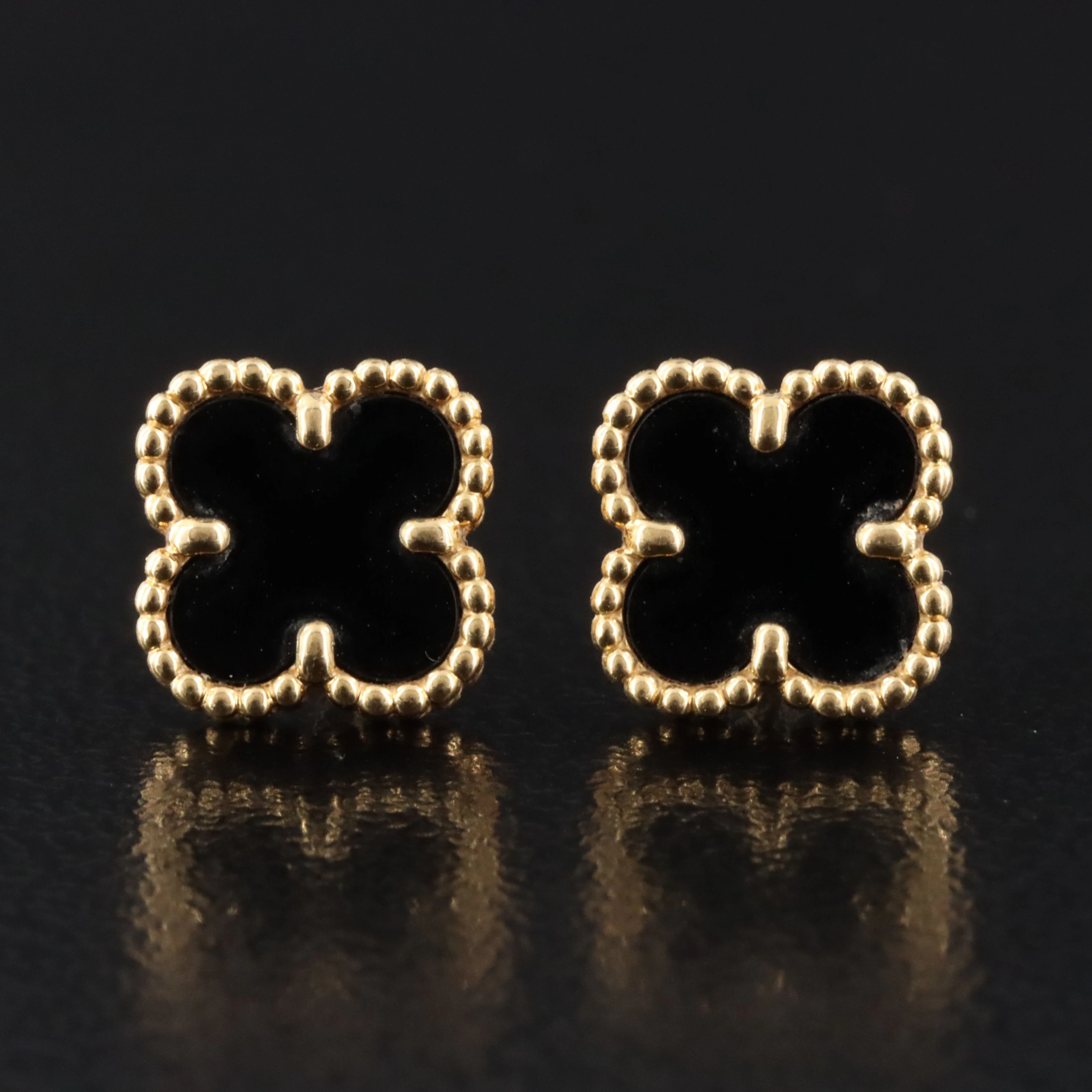 Van Cleef & Arpels Sweet Alhambra 18K Black Onyx Earrings