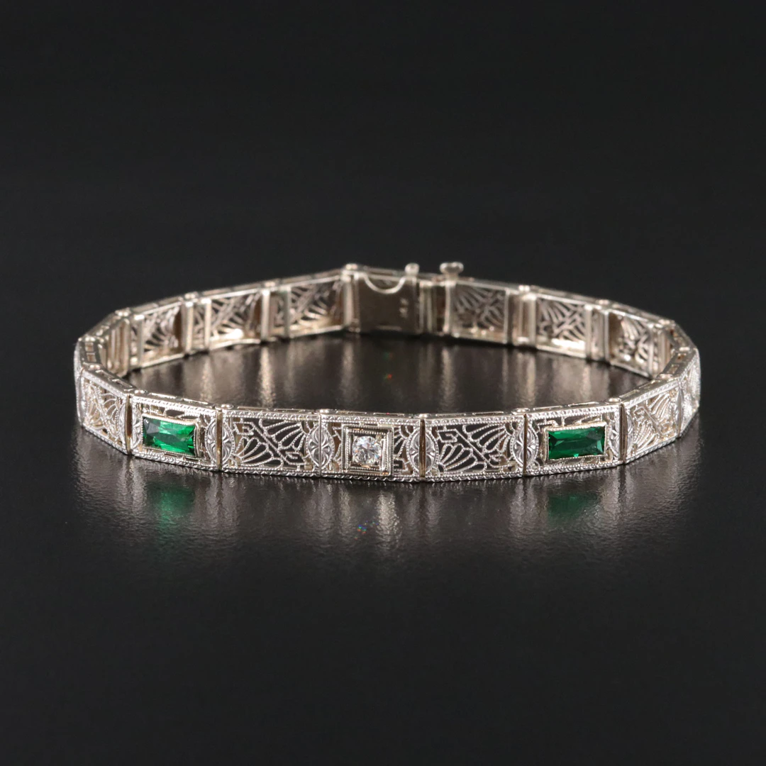 Art Deco 14K Bracelet with Platinum Top Trim