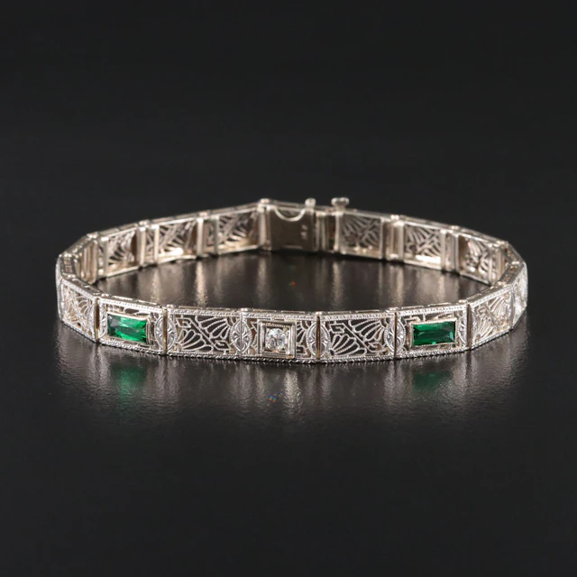 Art Deco 14K Bracelet with Platinum Top Trim