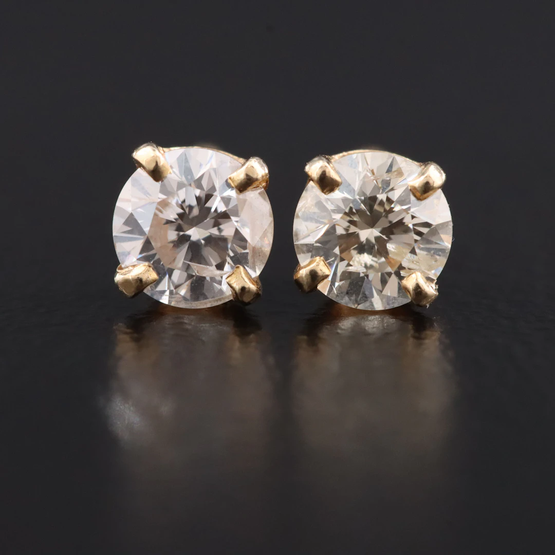 14K 0.55 CTW Diamond Solitaire Earrings