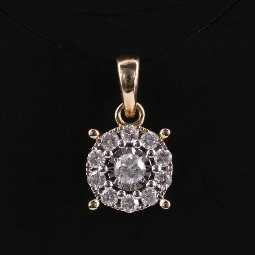 14K 0.37 CTW Diamond Cluster Pendant