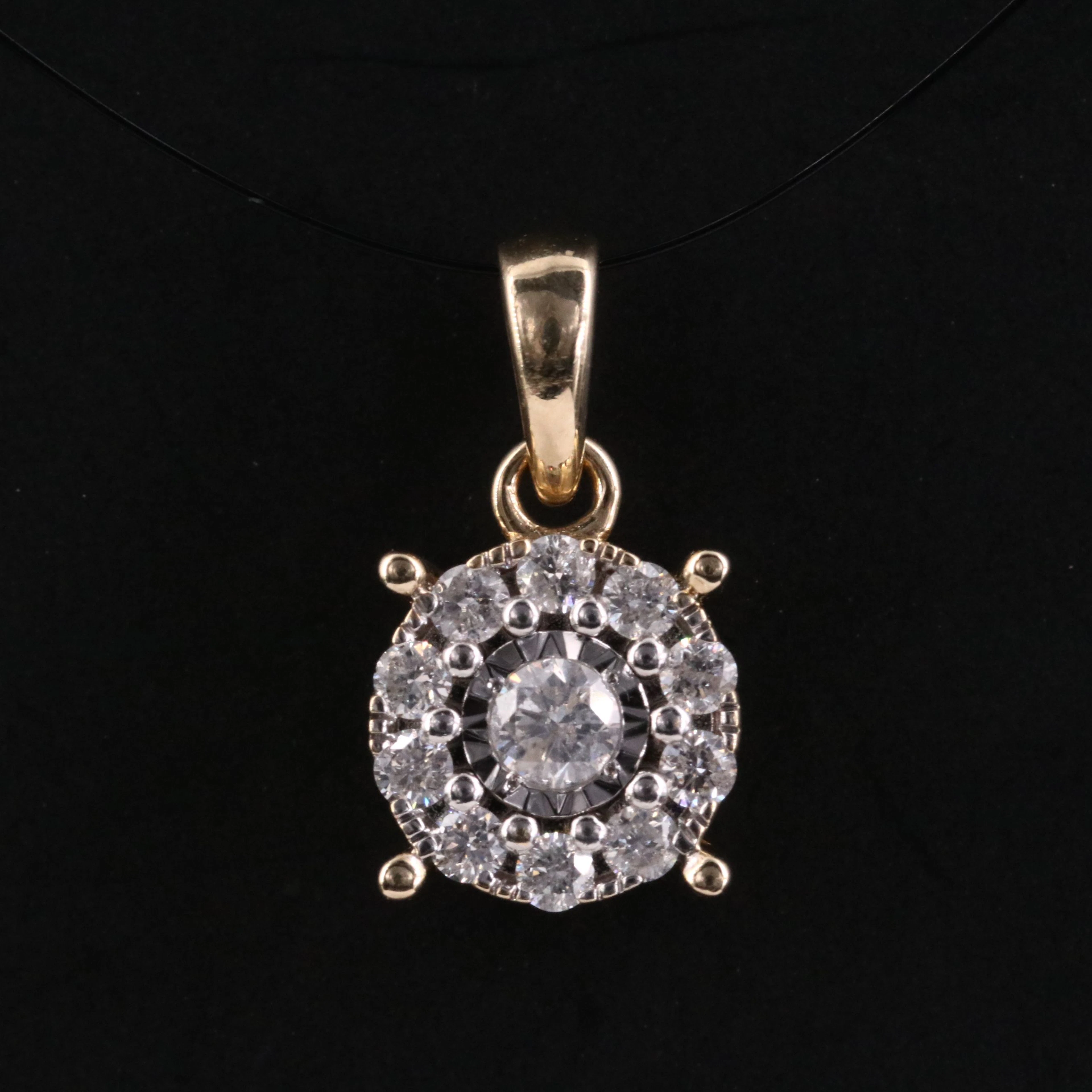 14K 0.37 CTW Diamond Cluster Pendant
