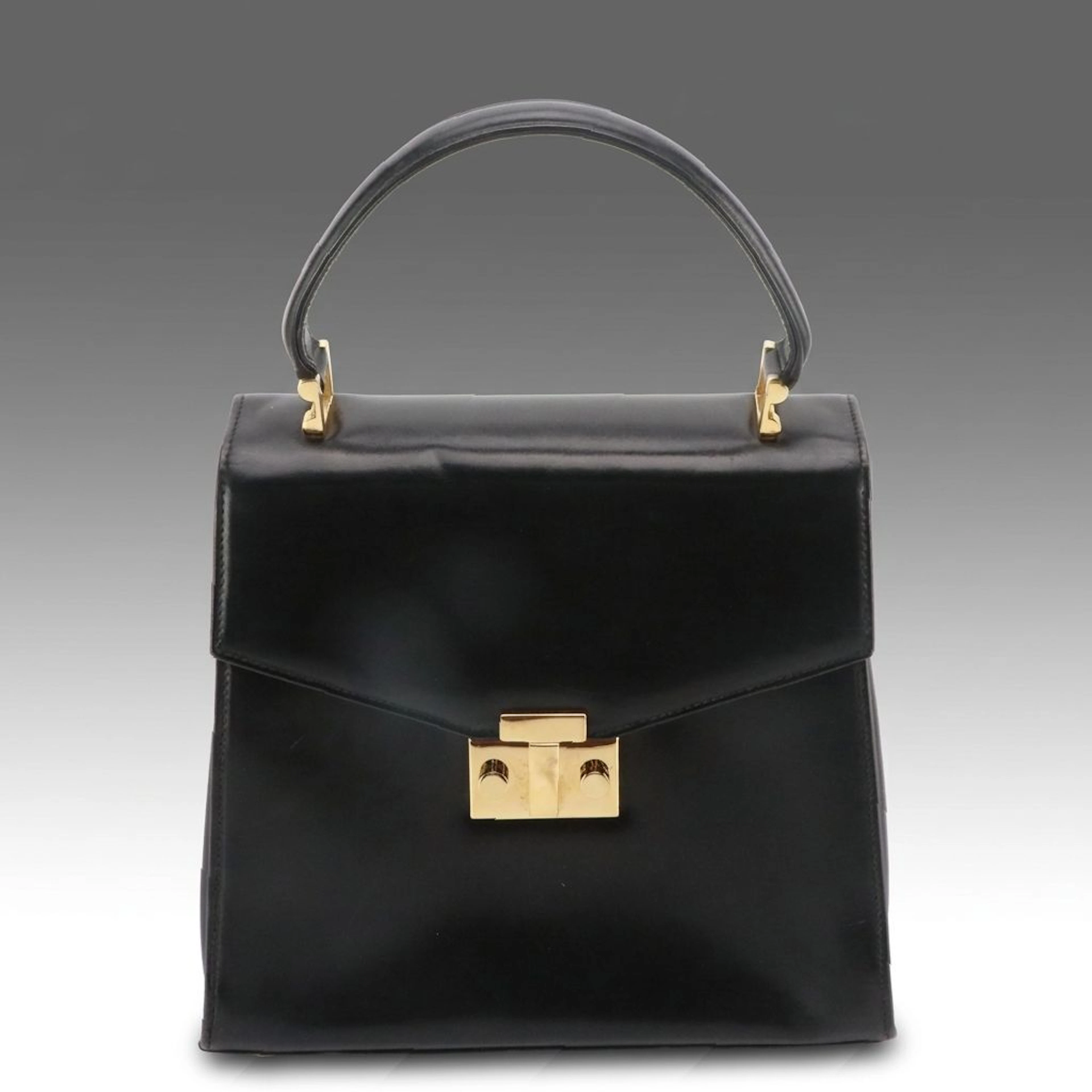 Tiffany & Co. Top Handle Flap Bag in Black Leather