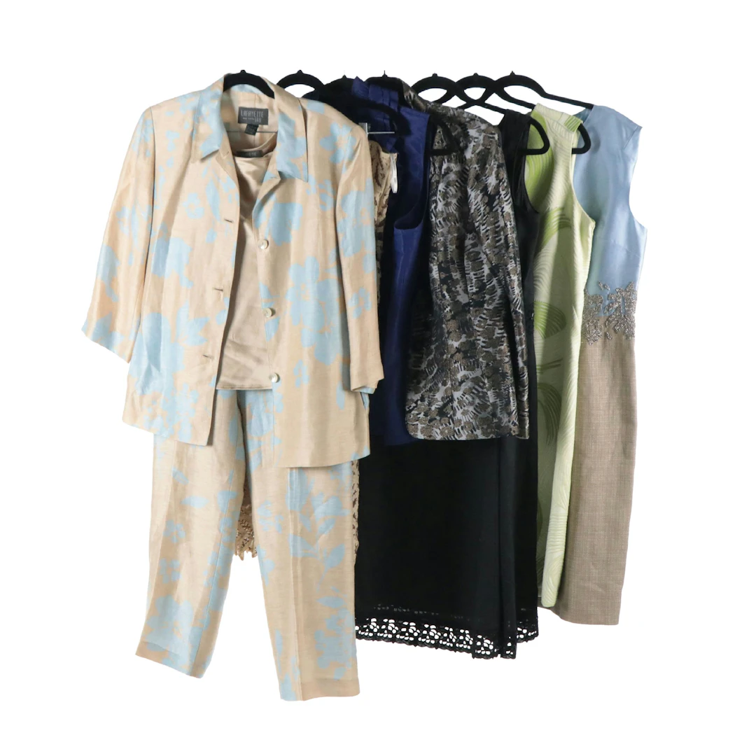 Lafayette 148 Silk/Linen Blend Three-Piece Pant Set, Midi Skirt, Dresses & More
