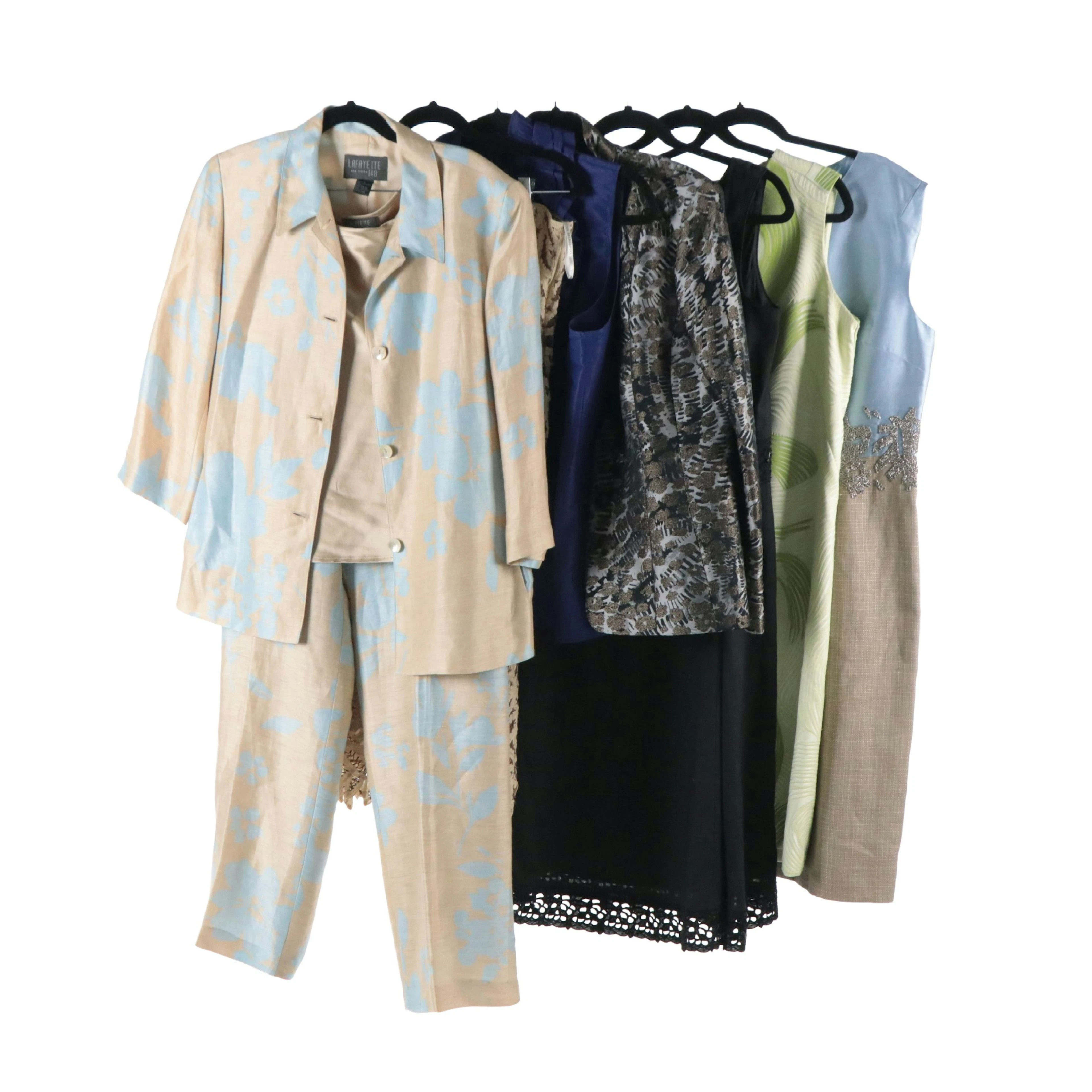 Lafayette 148 Silk/Linen Blend Three-Piece Pant Set, Midi Skirt, Dresses & More