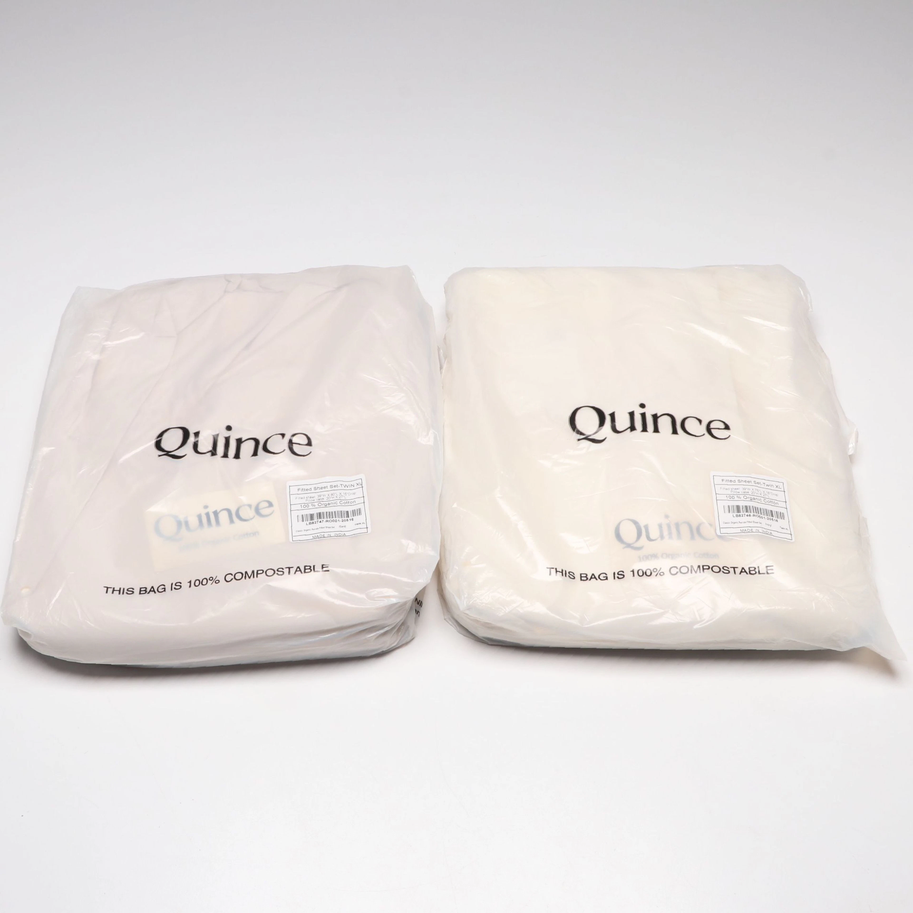 Quince Twin XL Organic Cotton Fitted Sheet Sets in Sand and Ivory