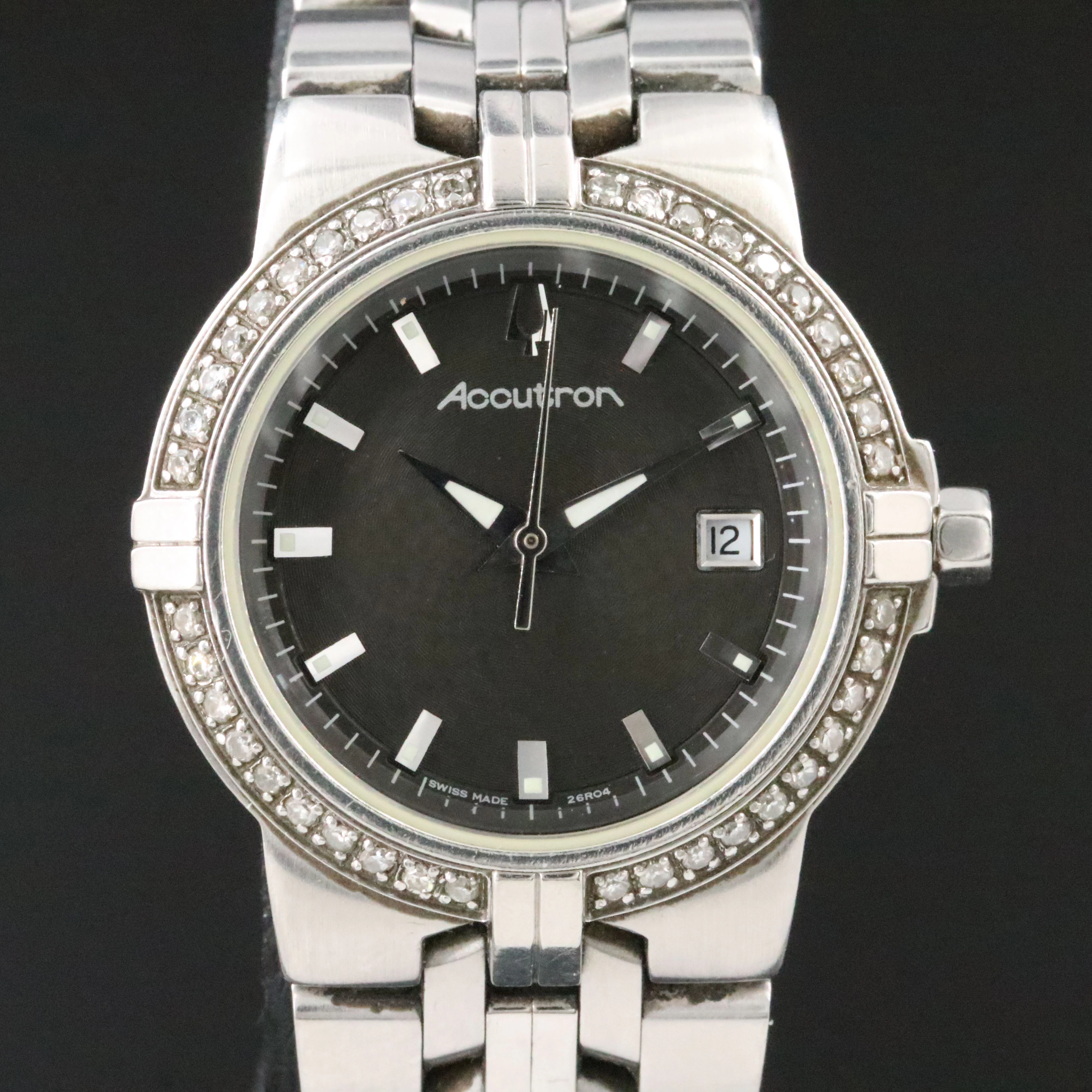 Bulova Accutron Greenwich Diamond and Stainless Steel Swiss Quartz Watch