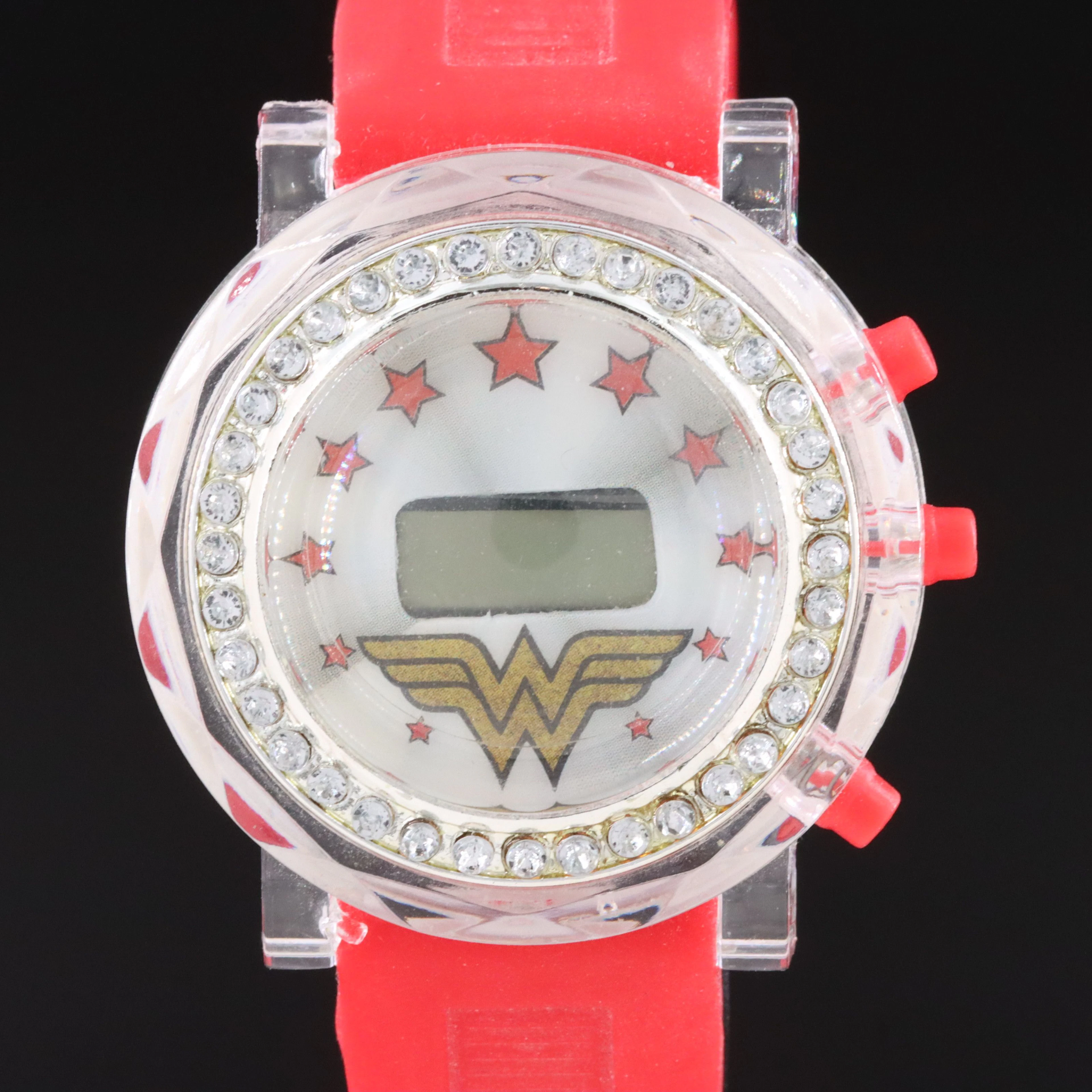 DC Comics Wonder Woman Crystal Accented Bezel Digital Watch