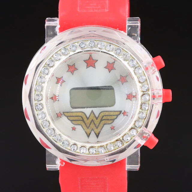 DC Comics Wonder Woman Crystal Accented Bezel Digital Watch