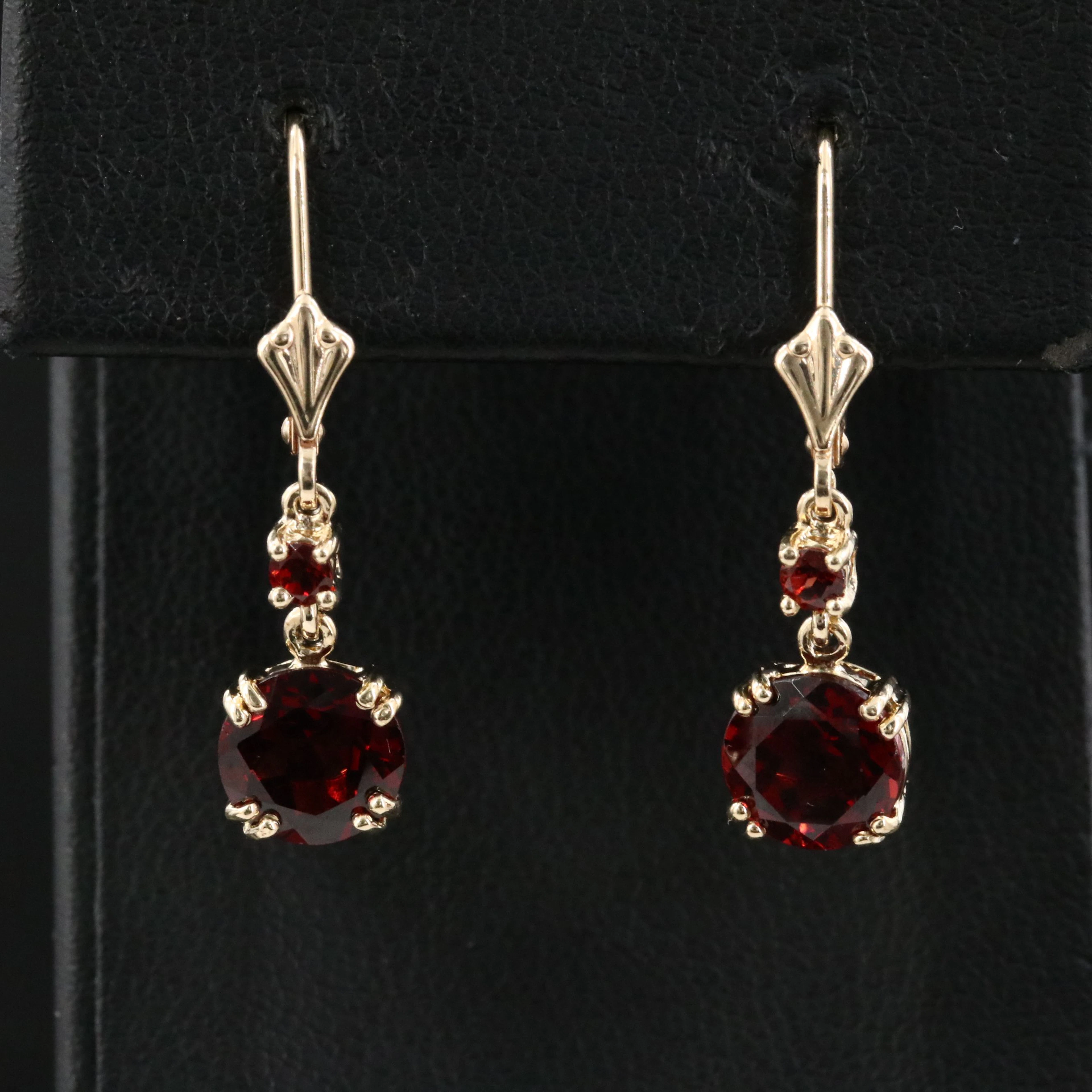 14K Garnet Pendant Earrings