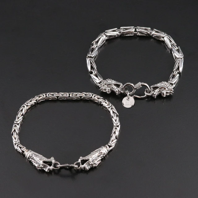 Sterling Dragon Byzantine Chain Bracelets