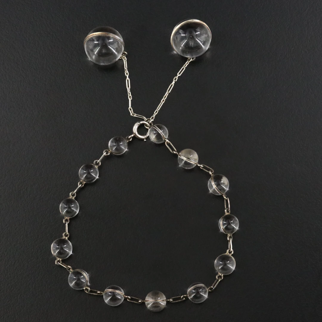 Art Deco 18K Pools of Light Rock Crystal Quartz Bracelet