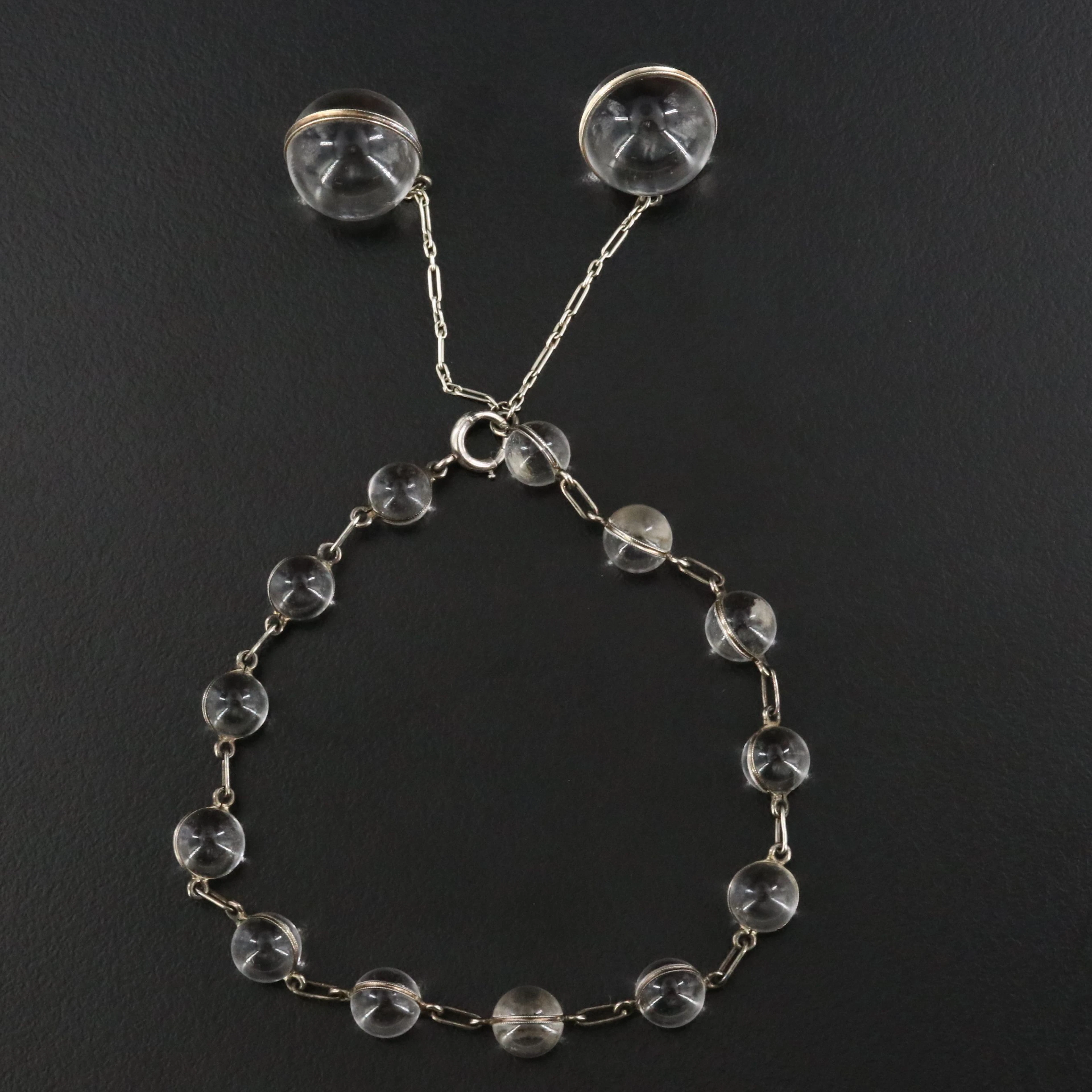 Art Deco 18K Pools of Light Rock Crystal Quartz Bracelet