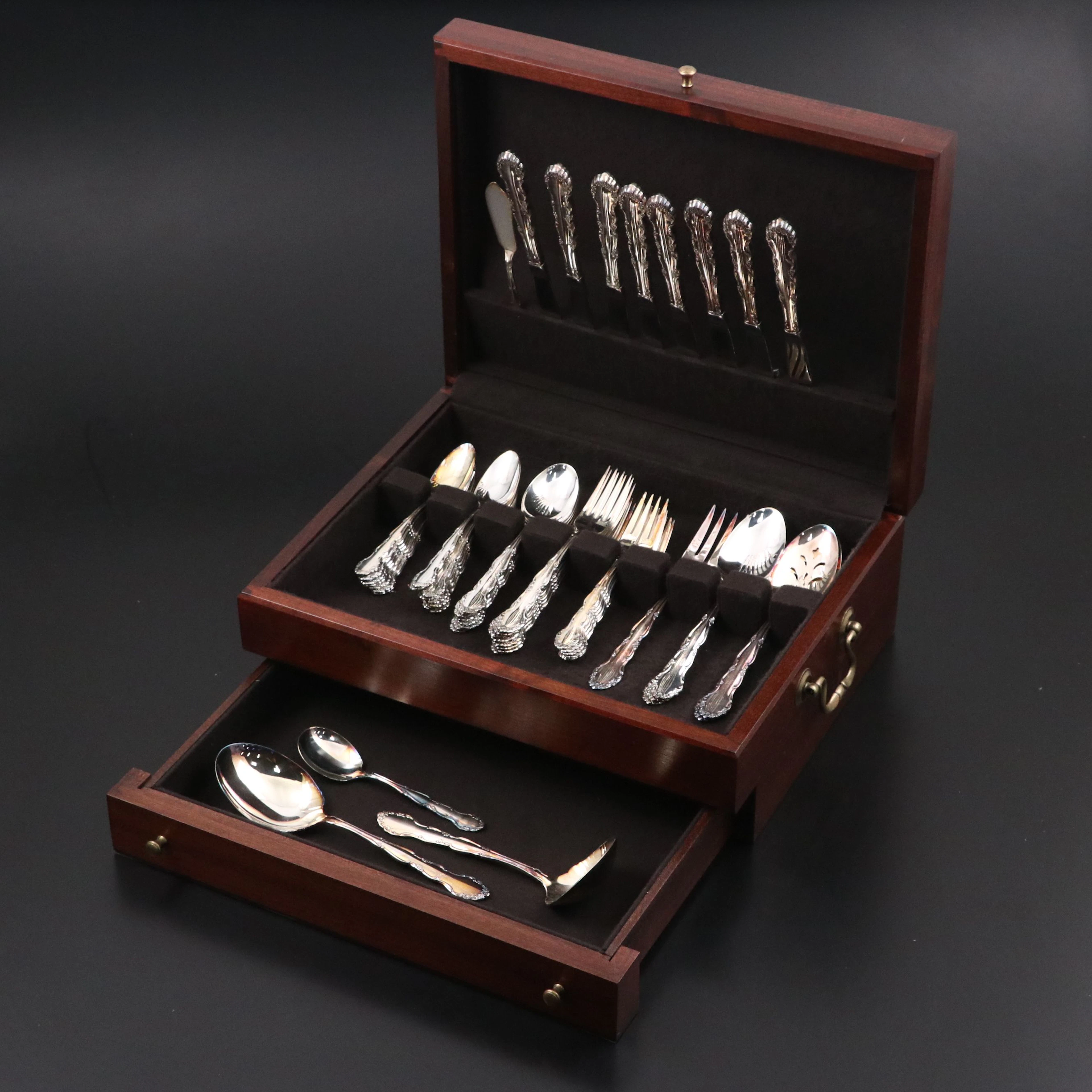 Oneida and 1881 Rogers Silver Plate and Stainless Steel Flatware in Chest