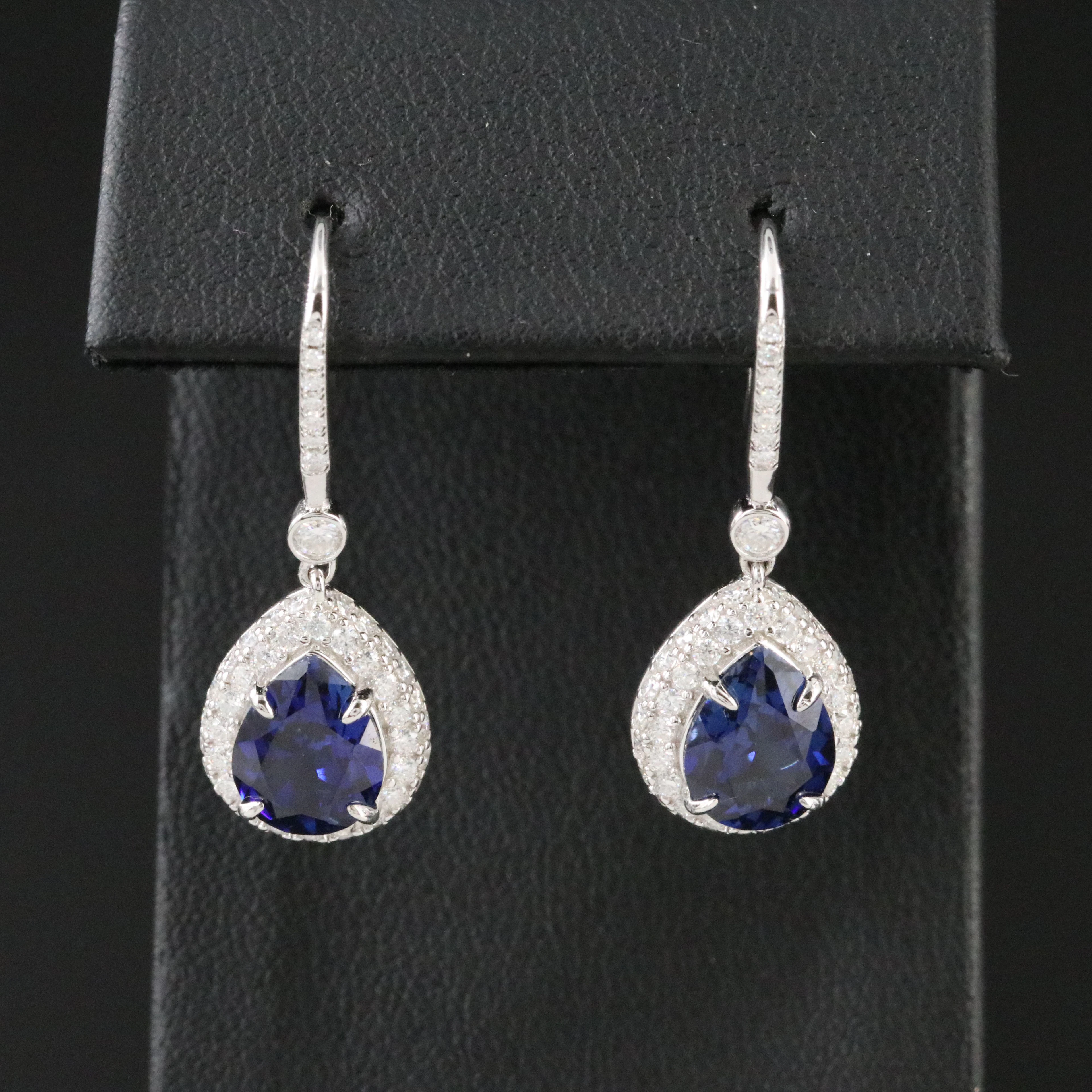 Sterling Sapphire and Moissanite Earrings