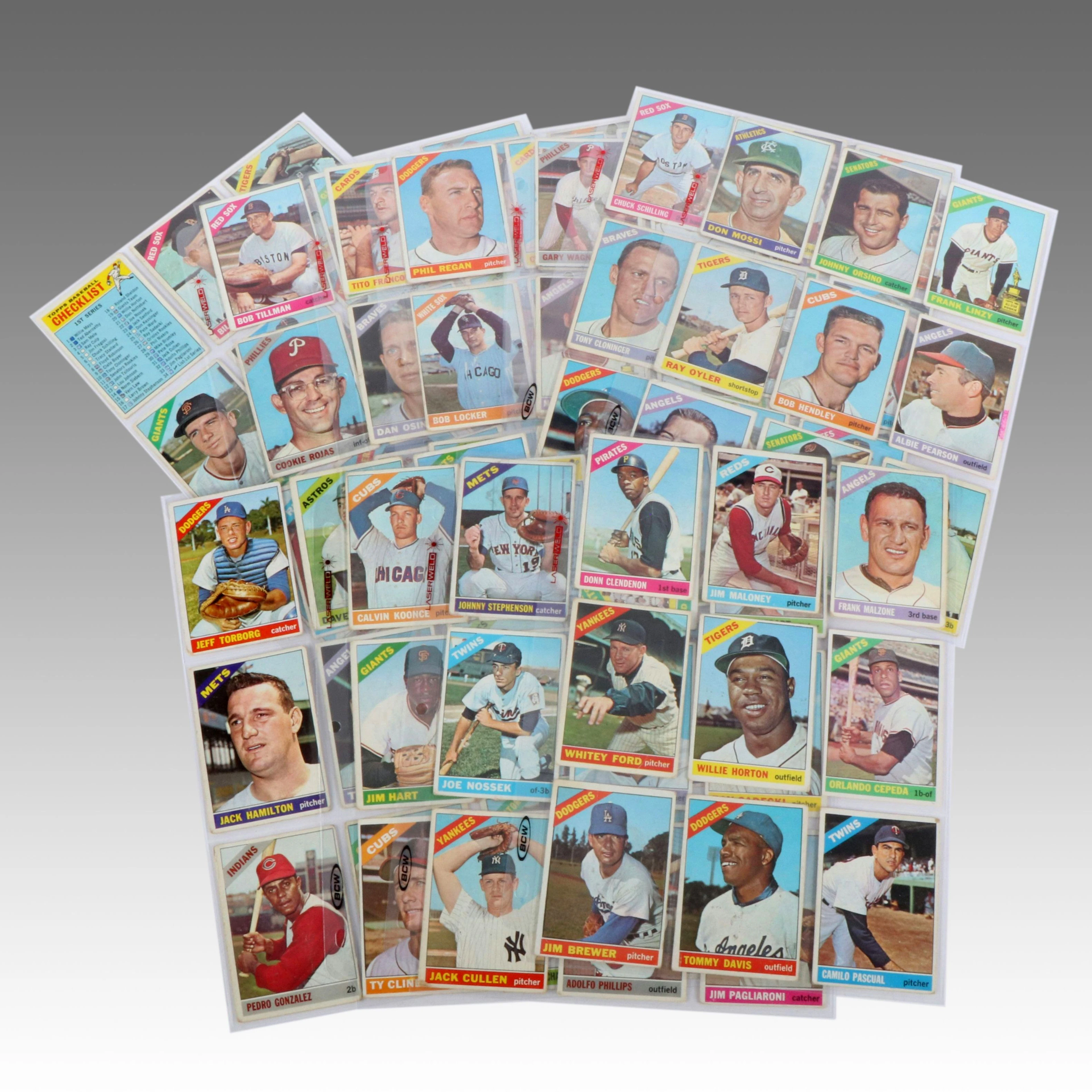 1966 Topps Baseball Cards with Whitey Ford and Orlando Cepeda