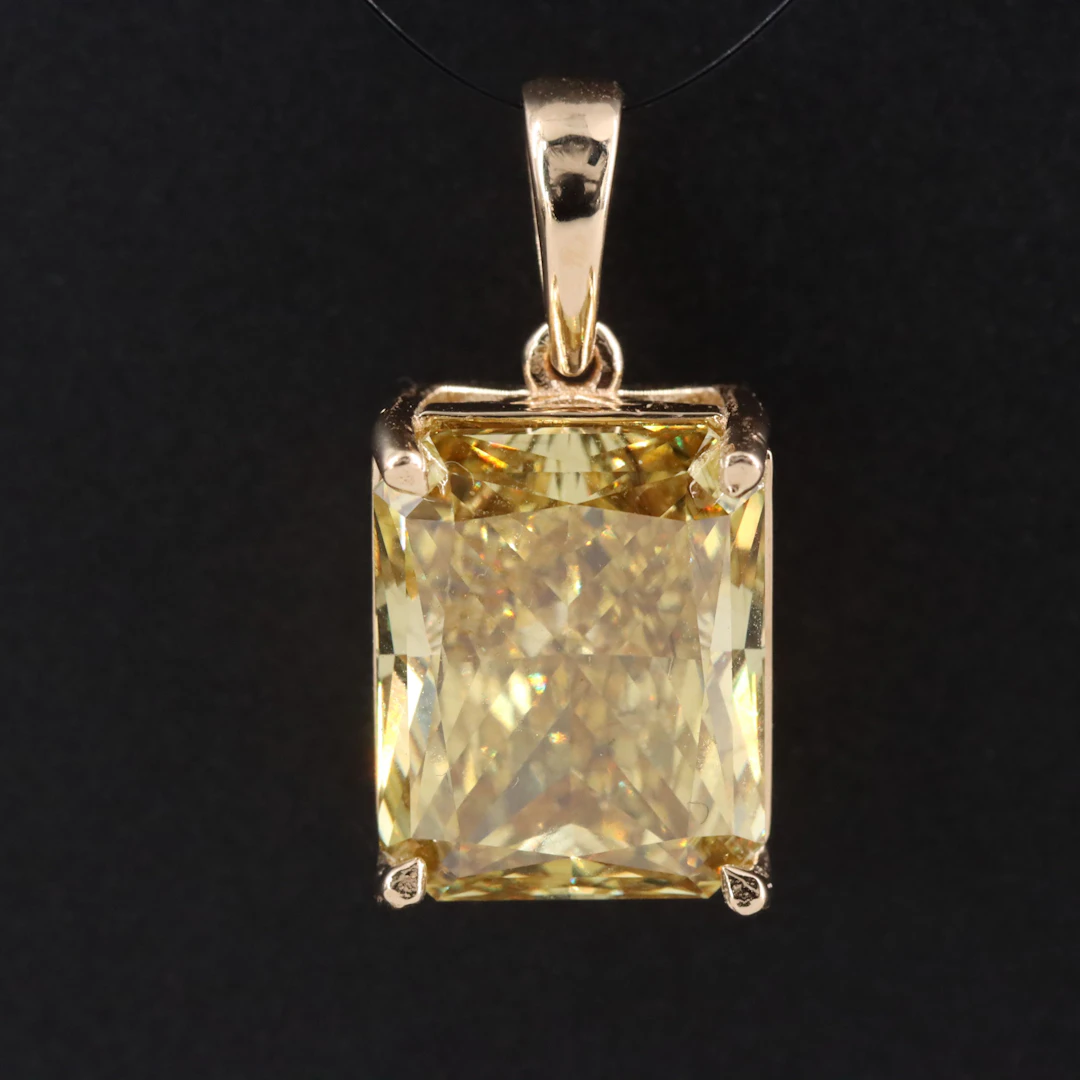 14K 6.79 CT Fancy Yellow Lab Grown Diamond Pendant